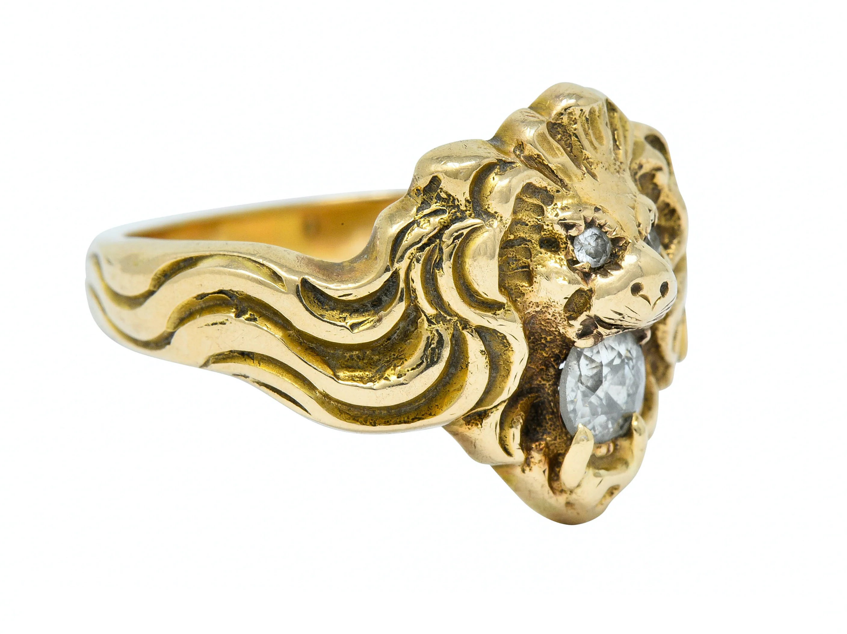 Victorian Diamond 14 Karat Gold Lion Band Ring Circa 1890 - Image 2