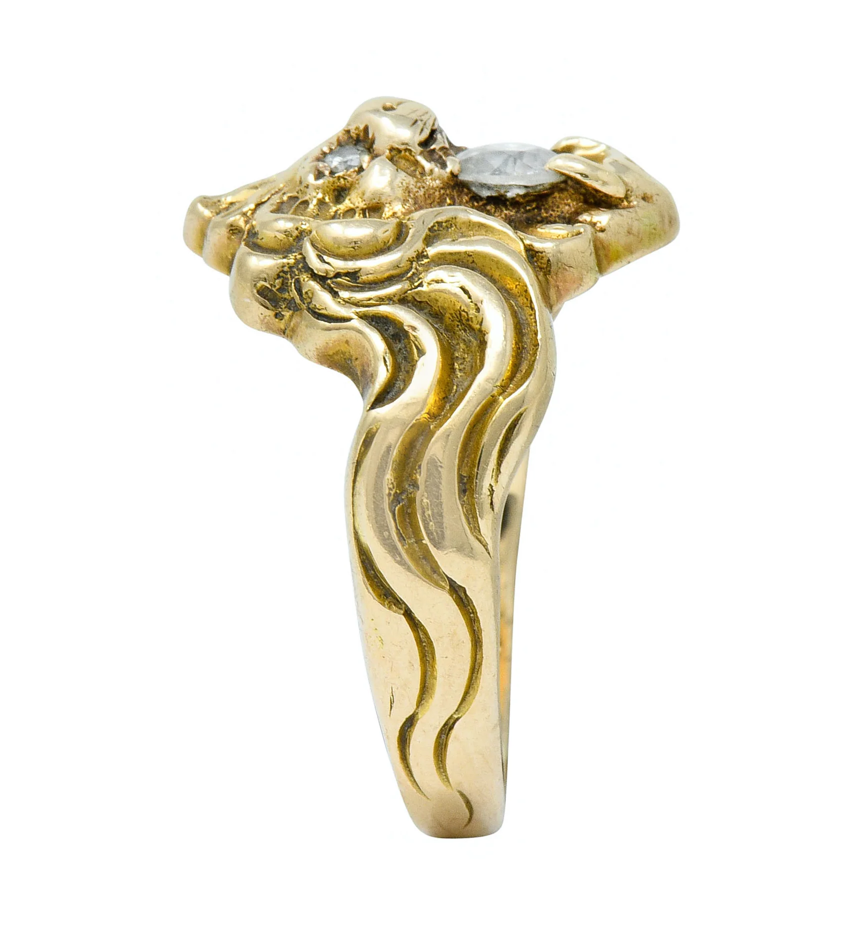 Victorian Diamond 14 Karat Gold Lion Band Ring Circa 1890 - Image 8