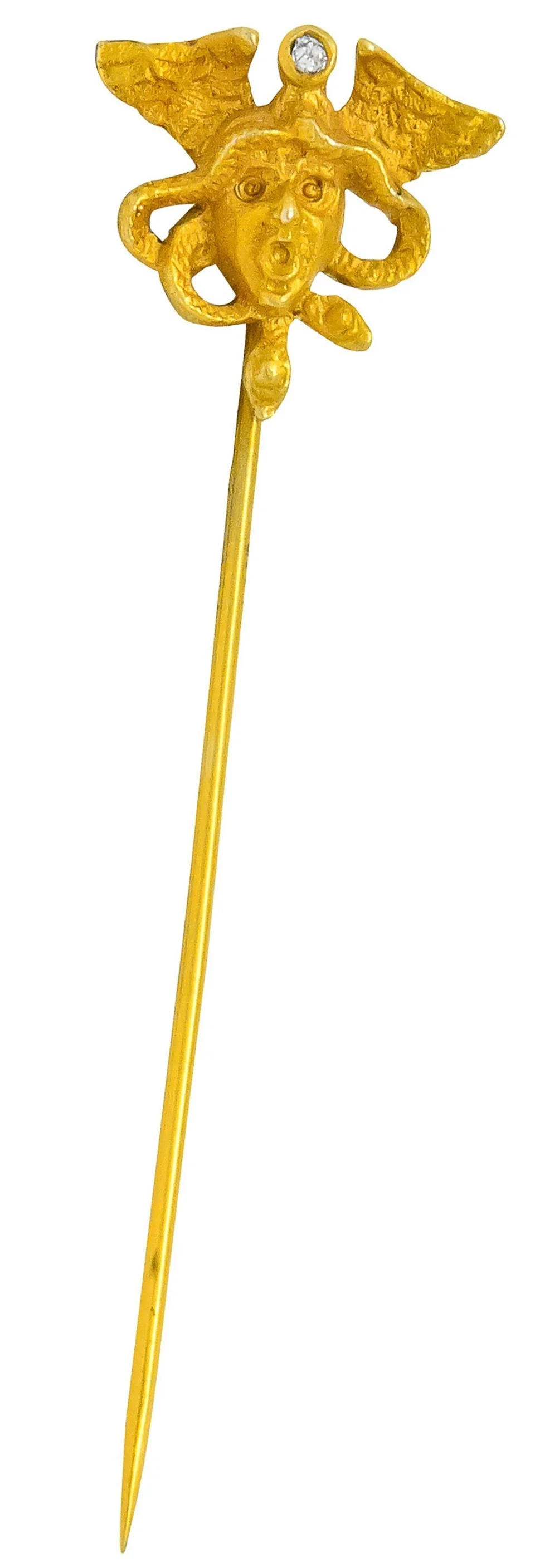 Victorian Diamond 14 Karat Gold Medusa Stickpin - Image 5