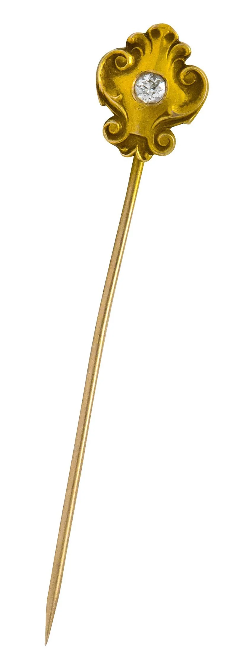 Victorian Diamond 14 Karat Gold Scrolling Stickpin - Image 5