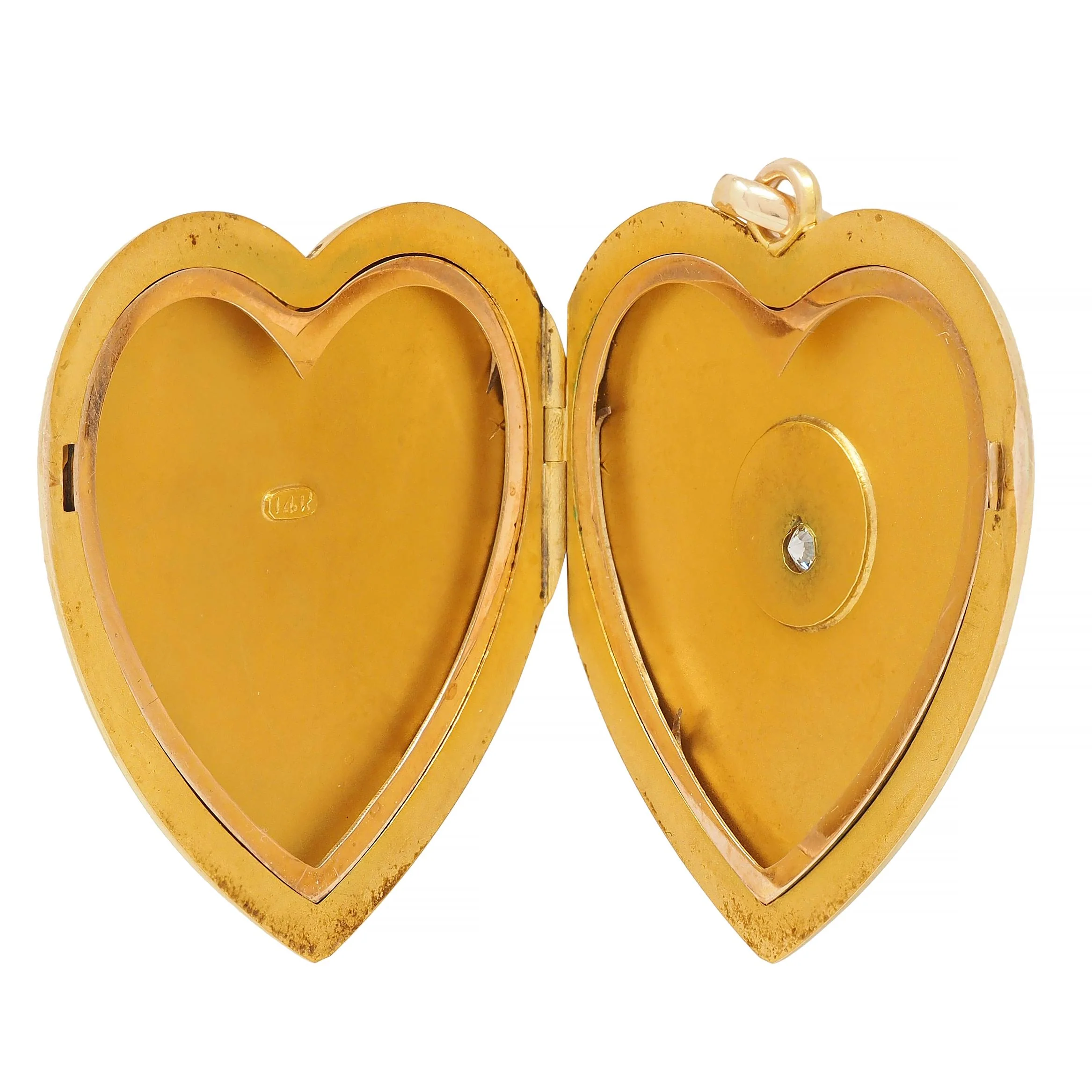 Victorian Diamond 14 Karat Yellow Gold Antique Heart Locket Pendant - Image 5
