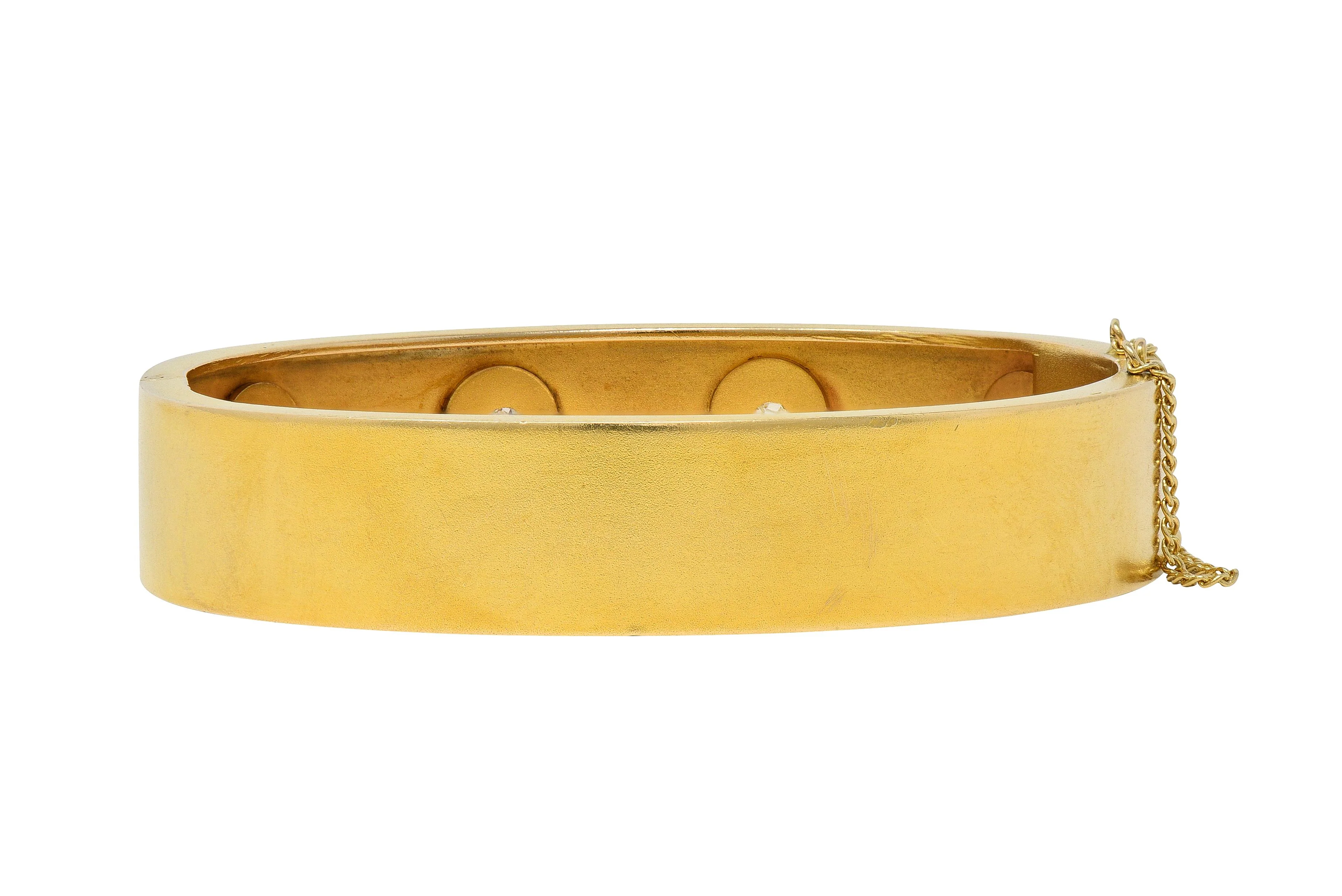 Victorian Diamond 14 Karat Yellow Gold Antique Star Bangle Bracelet - Image 5