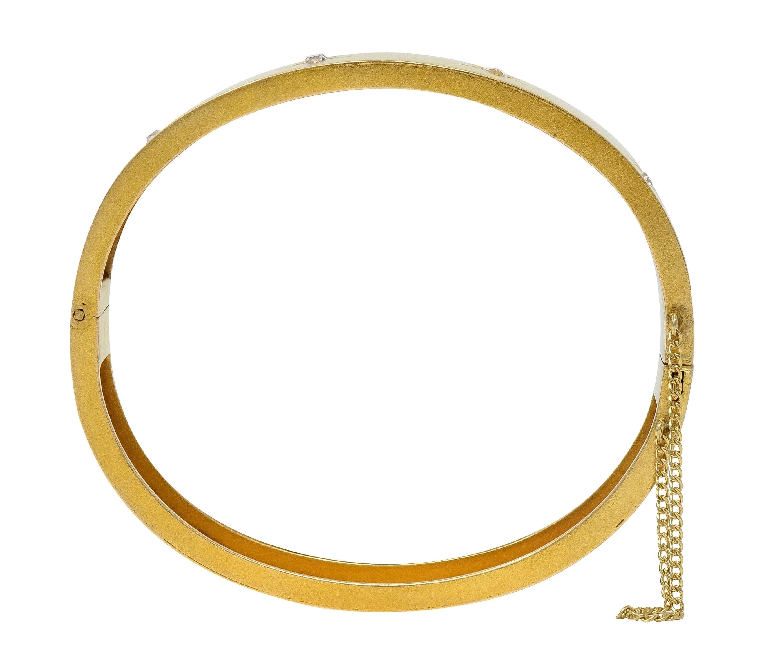 Victorian Diamond 14 Karat Yellow Gold Antique Star Bangle Bracelet - Image 7