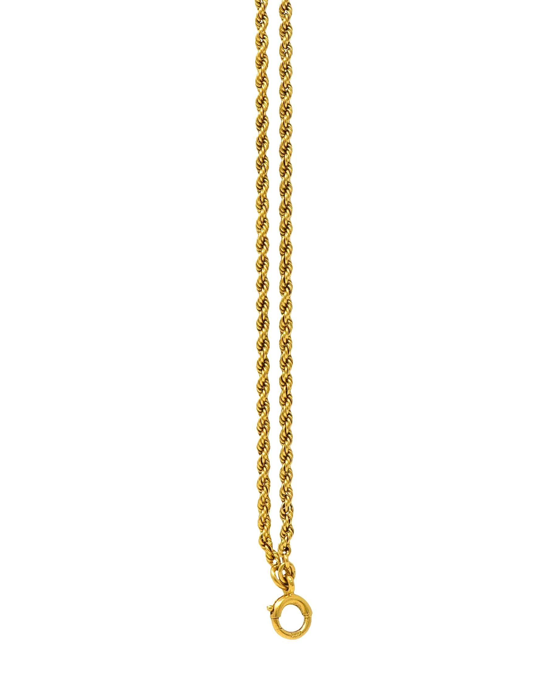 Victorian Diamond 14 Karat Yellow Gold Clover Slide Chain Antique Necklace - Image 9