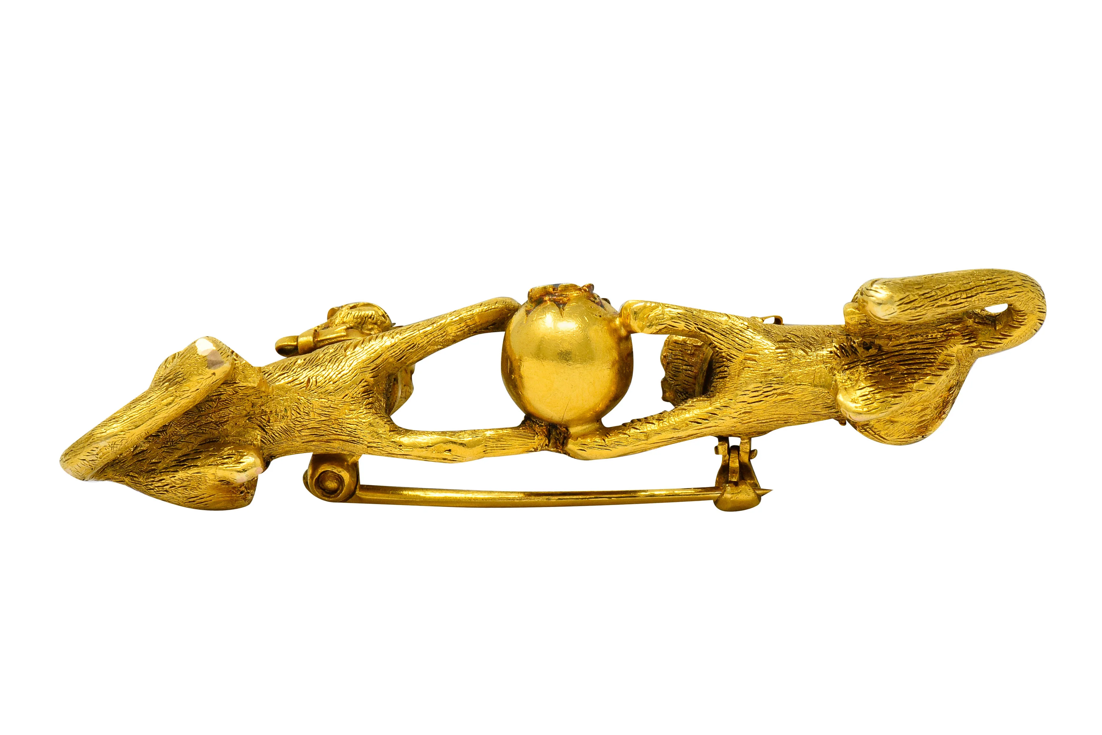 Victorian Diamond 18 Karat Yellow Gold Kitten Cat Bar Brooch - Image 7