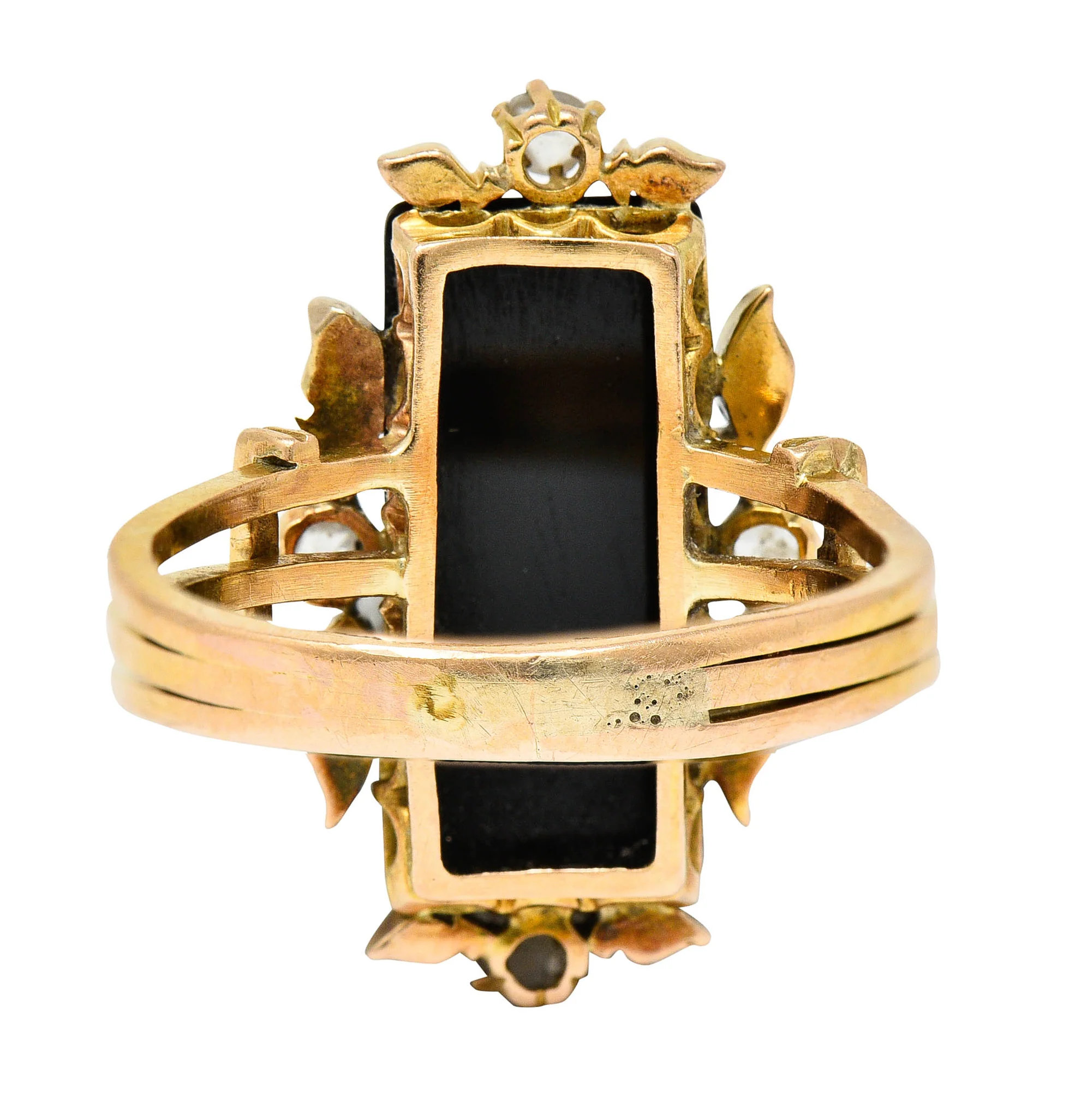 Victorian Diamond Carved Onyx Agate 18 Karat Gold Athena Ring - Image 4