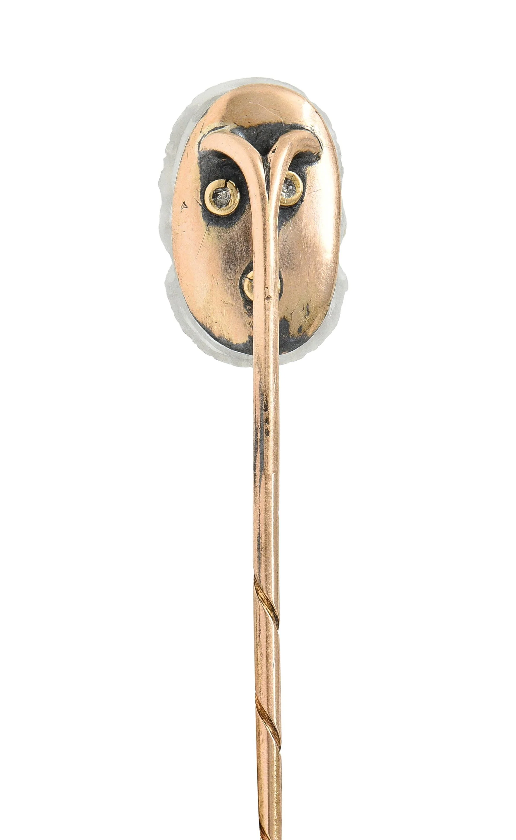Victorian Diamond Moonstone 18 Karat Gold Antique Greek God Dionysus Stickpin - Image 4