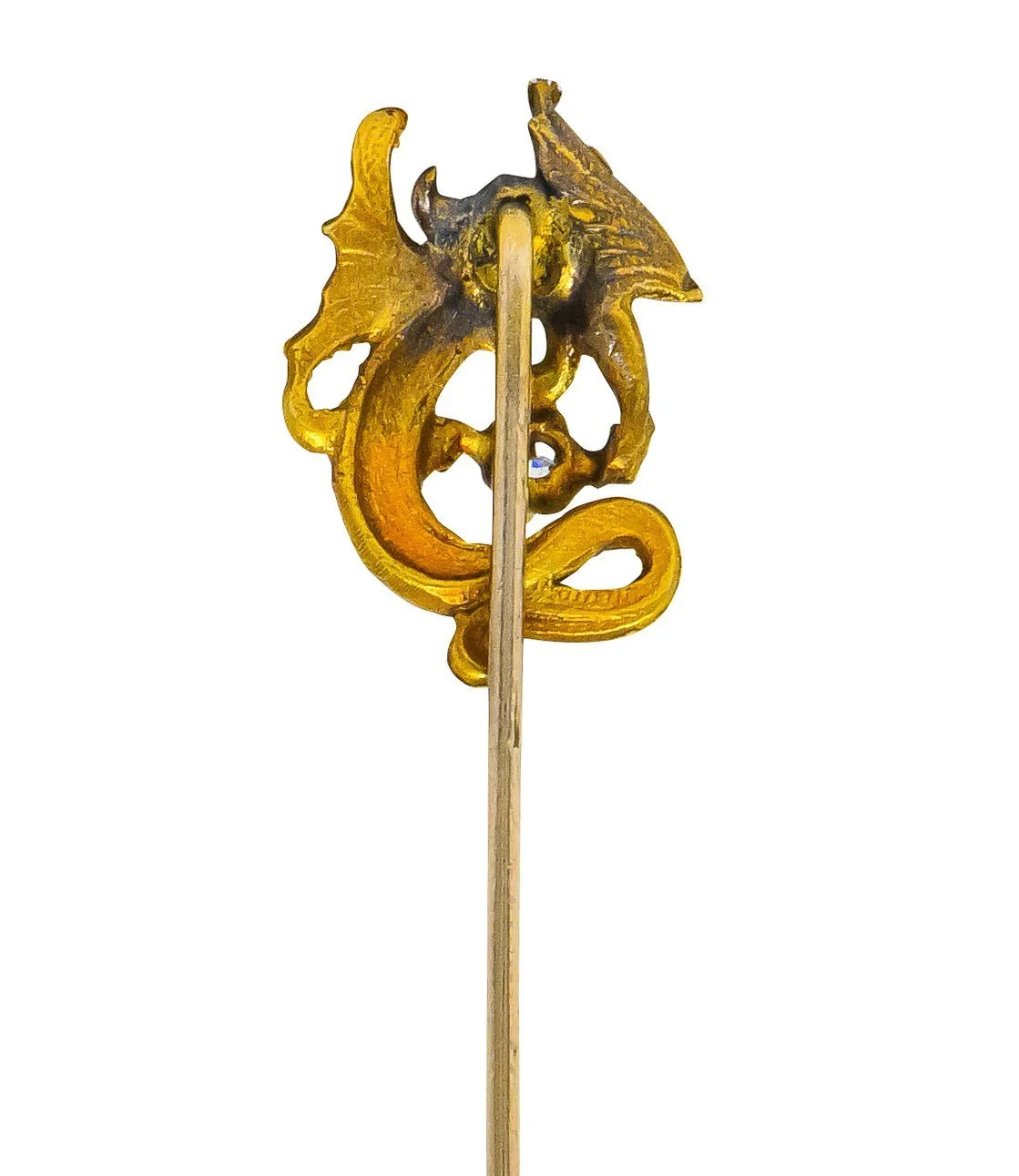 Victorian Diamond Ruby 14 Karat Gold Gargoyle Stickpin - Image 4