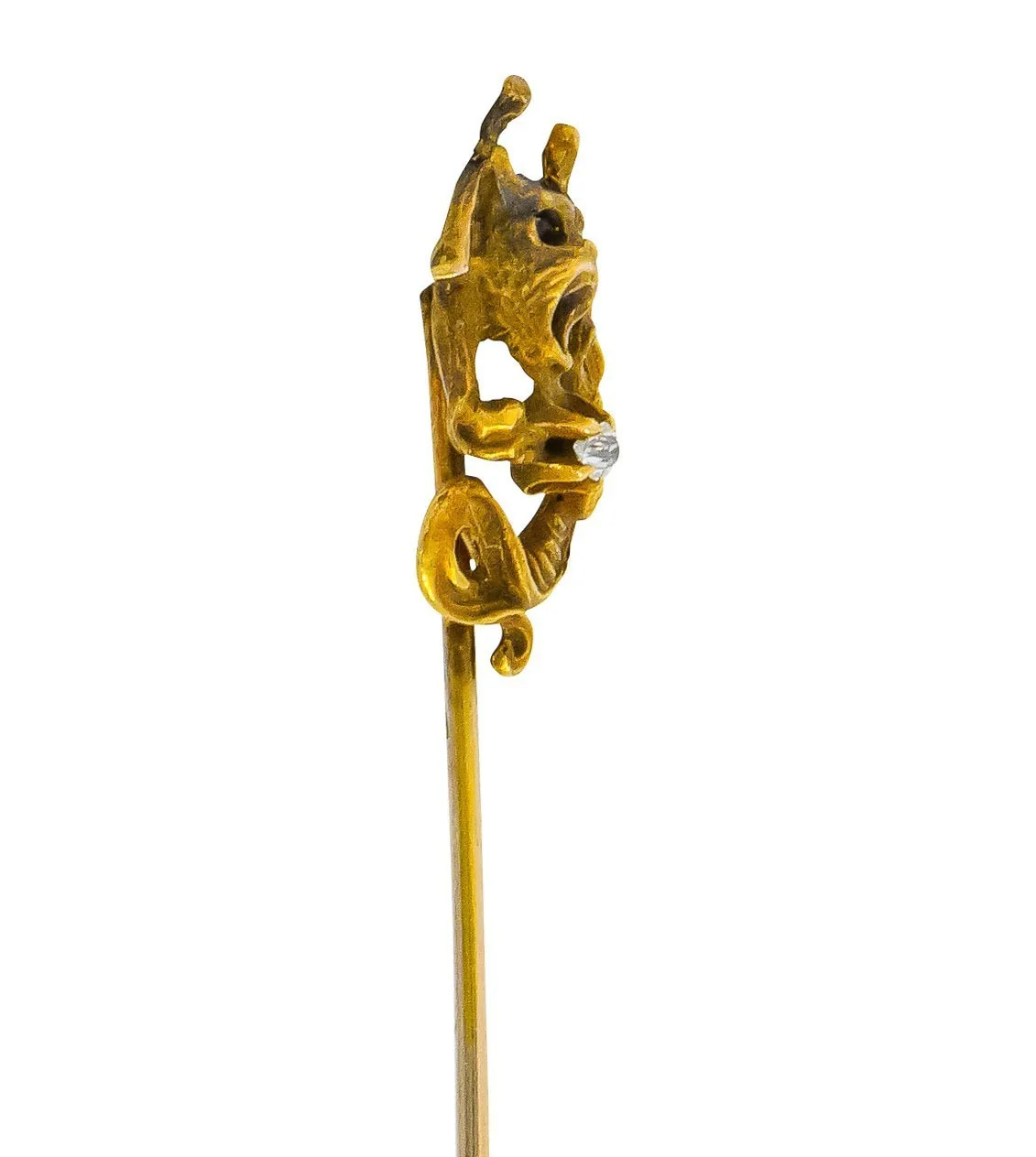 Victorian Diamond Ruby 14 Karat Gold Gargoyle Stickpin - Image 5