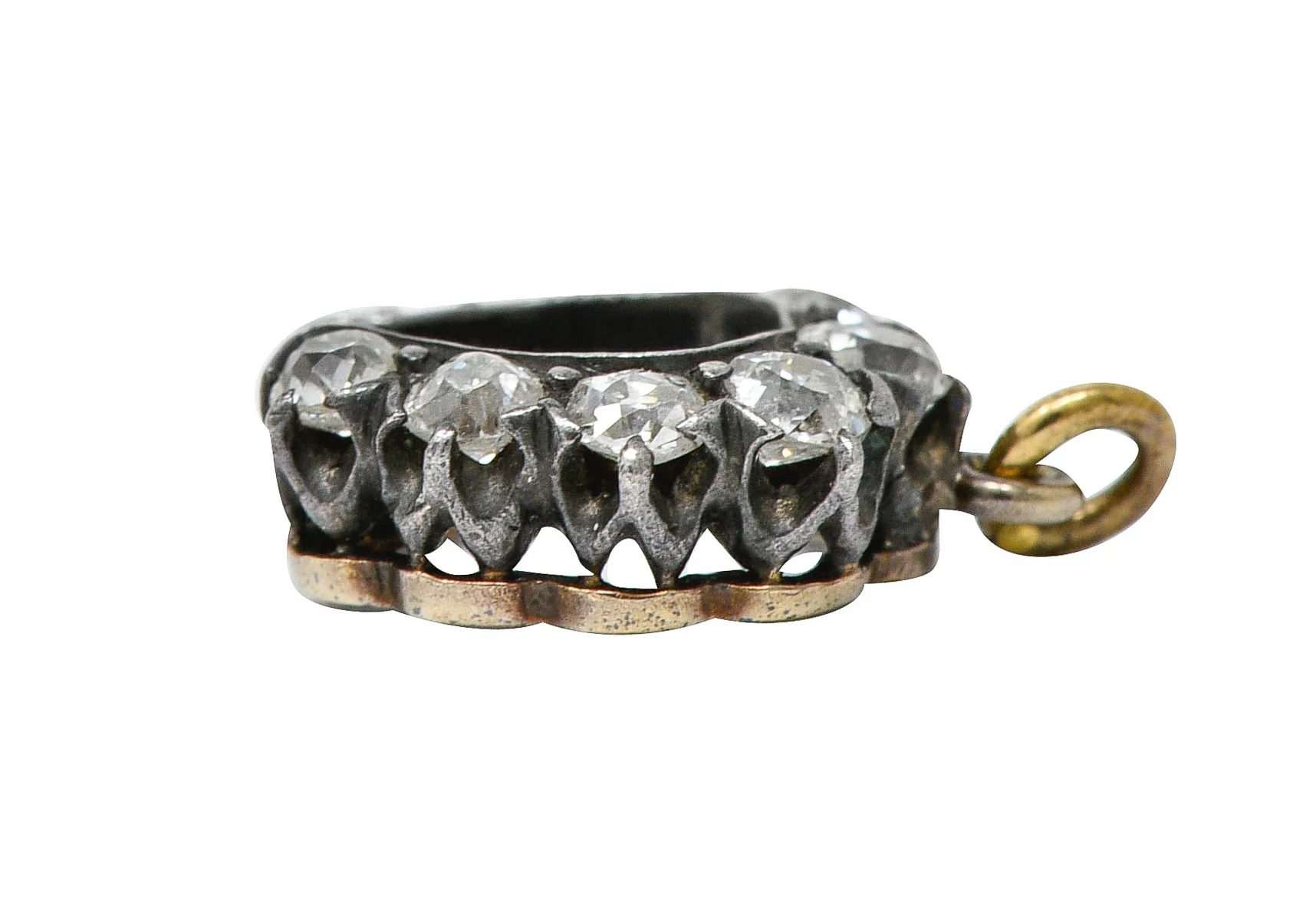 Victorian Diamond Silver-Topped 18 Karat Gold Horseshoe Charm - Image 5