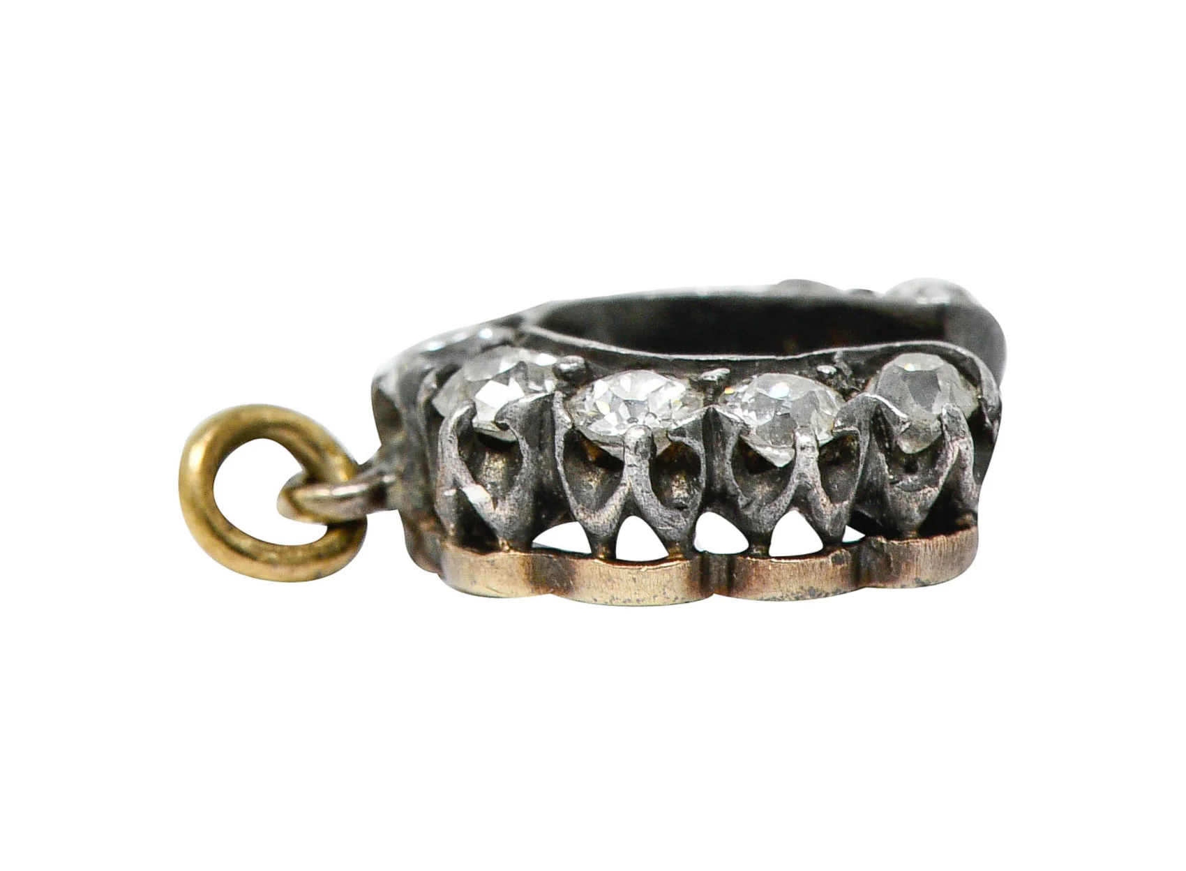 Victorian Diamond Silver-Topped 18 Karat Gold Horseshoe Charm - Image 7