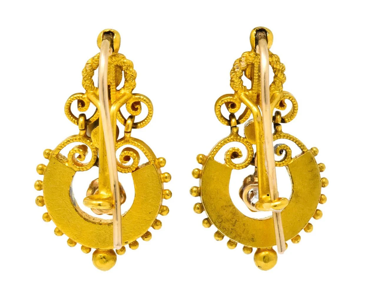 Victorian Diamond Turquoise 18 Karat Gold Drop Earrings - Image 5