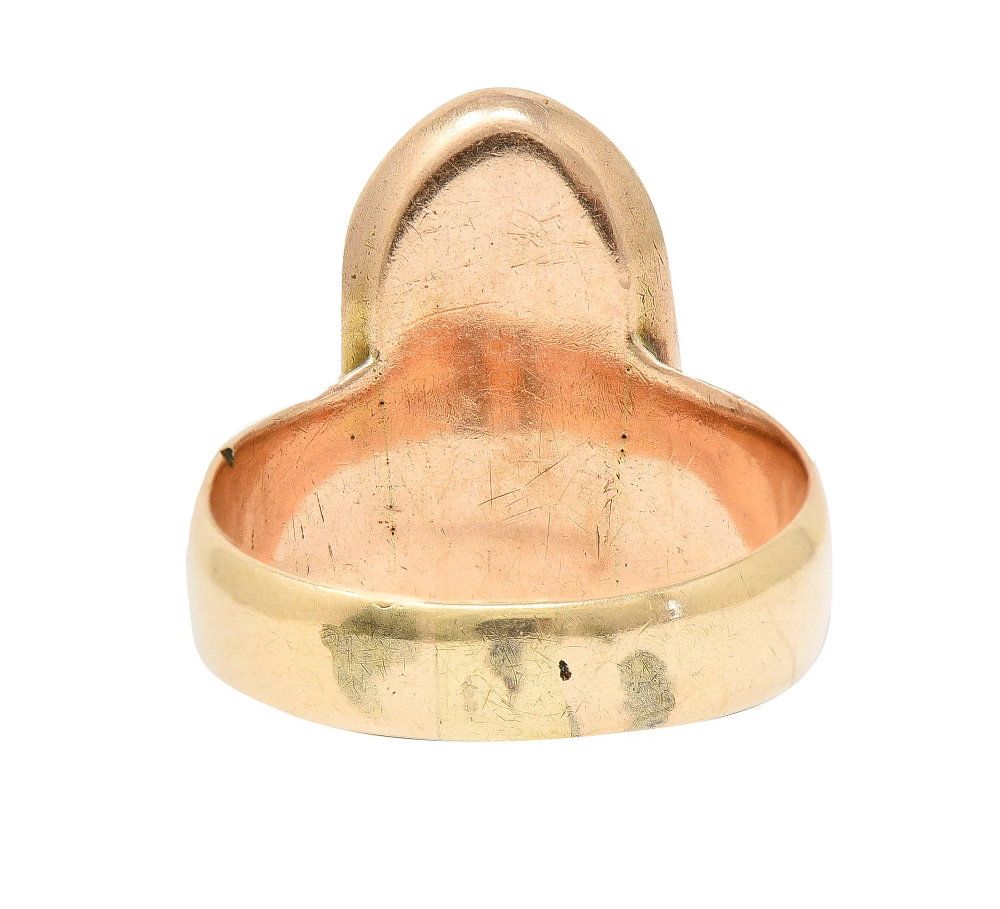 Victorian Egyptian Revival Carnelian Ruby Diamond 14 Karat Gold Pharaoh Ring - Image 5