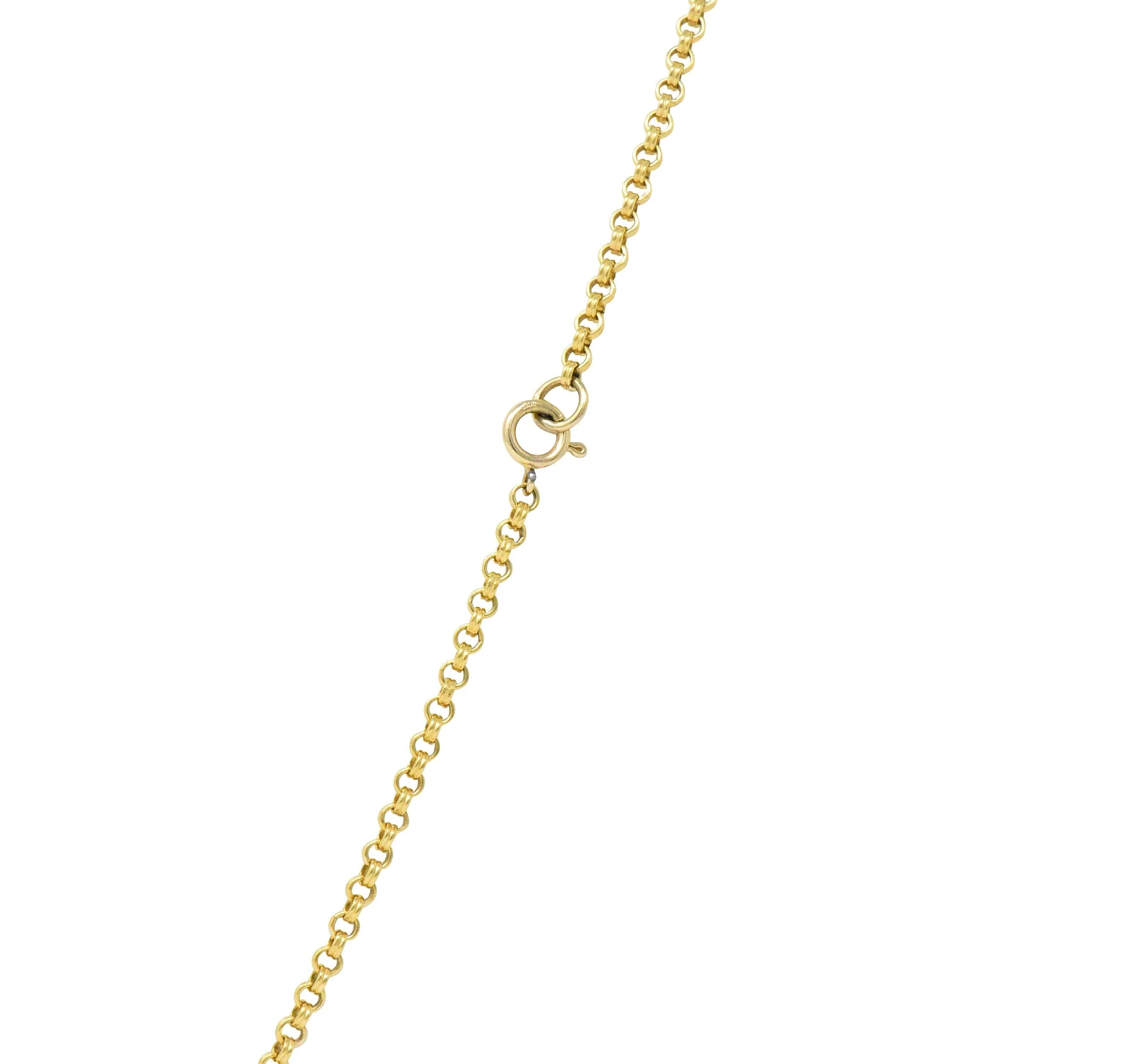 Victorian Emerald Sapphire Ruby 14 Karat Gold 27 Inch Station Necklace - Image 5