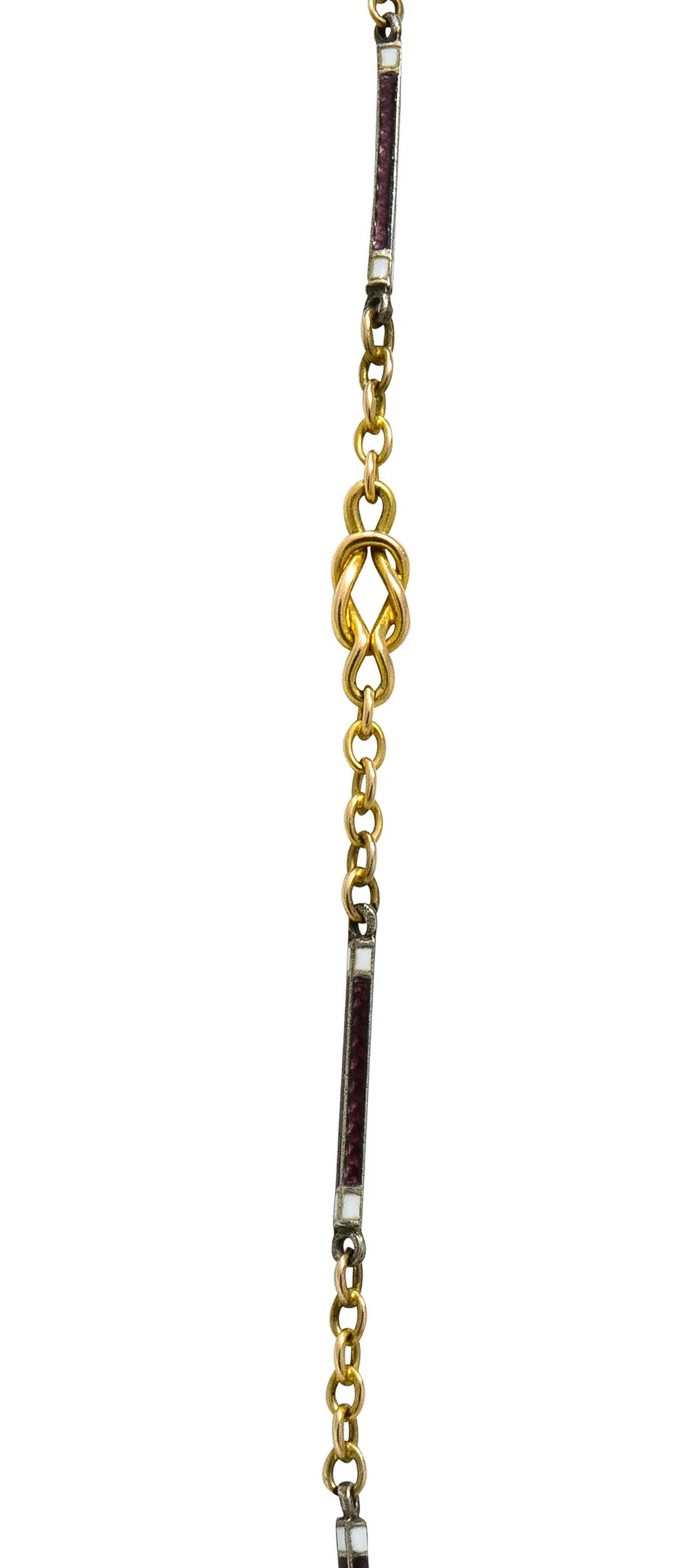 Victorian Enamel 14 Karat Gold 33 Inch Sailor's Knot Station Necklace - Image 6