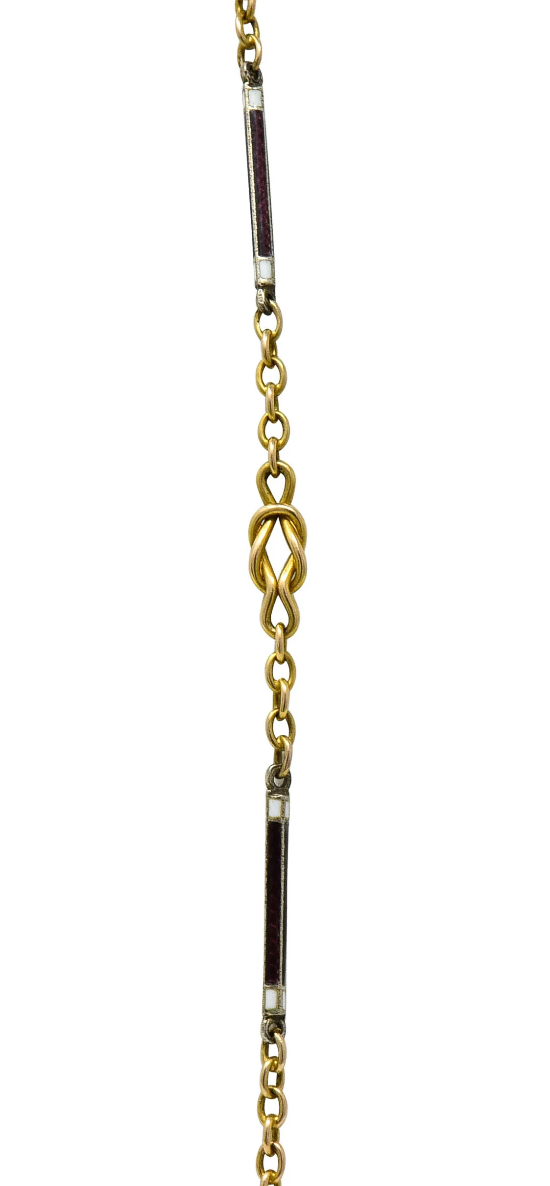 Victorian Enamel 14 Karat Gold 33 Inch Sailor's Knot Station Necklace - Image 9