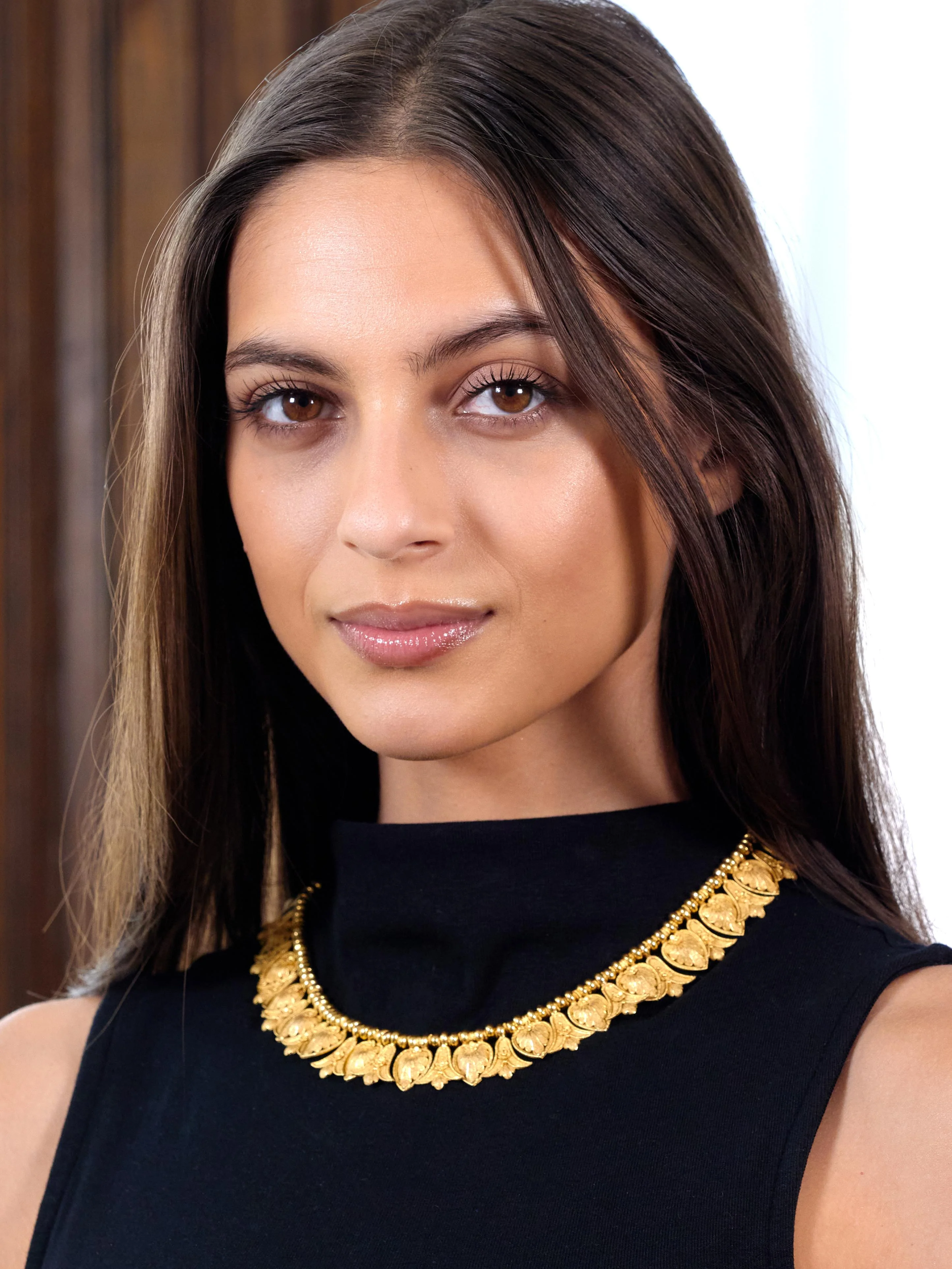 Victorian Etruscan Revival 18 Karat Yellow Gold Antique Palm & Lotus Fringe Necklace - Image 2