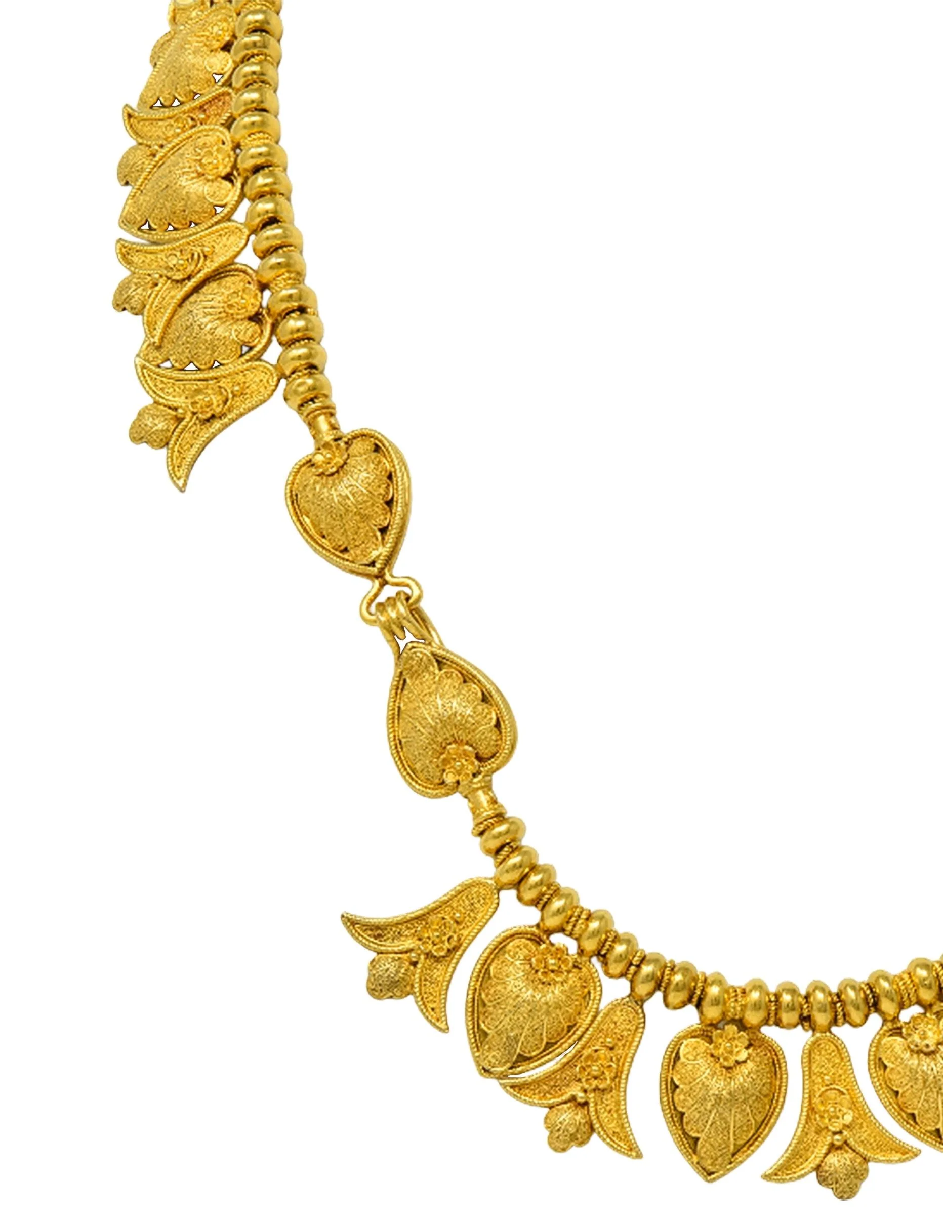 Victorian Etruscan Revival 18 Karat Yellow Gold Antique Palm & Lotus Fringe Necklace - Image 9