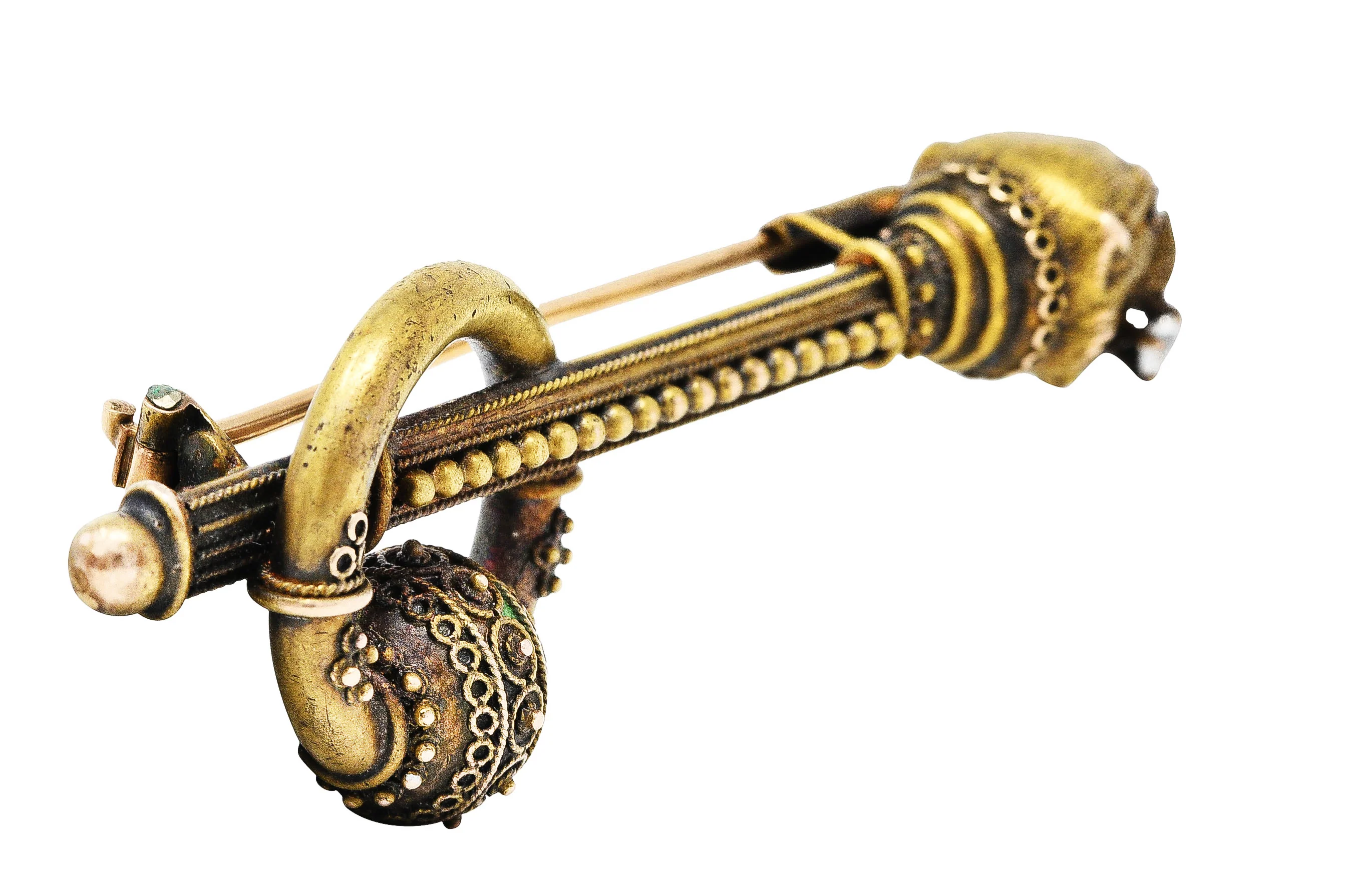 Victorian Etruscan Revival Diamond 14 Karat Gold Panther Brooch - Image 2
