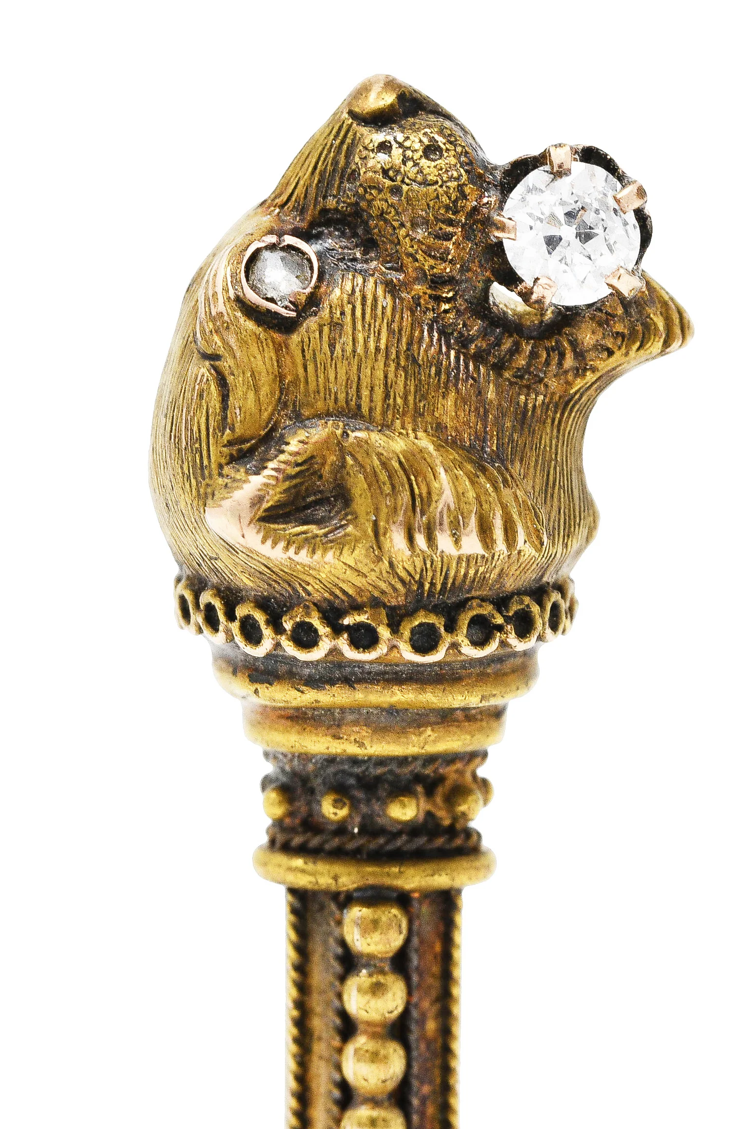 Victorian Etruscan Revival Diamond 14 Karat Gold Panther Brooch - Image 5