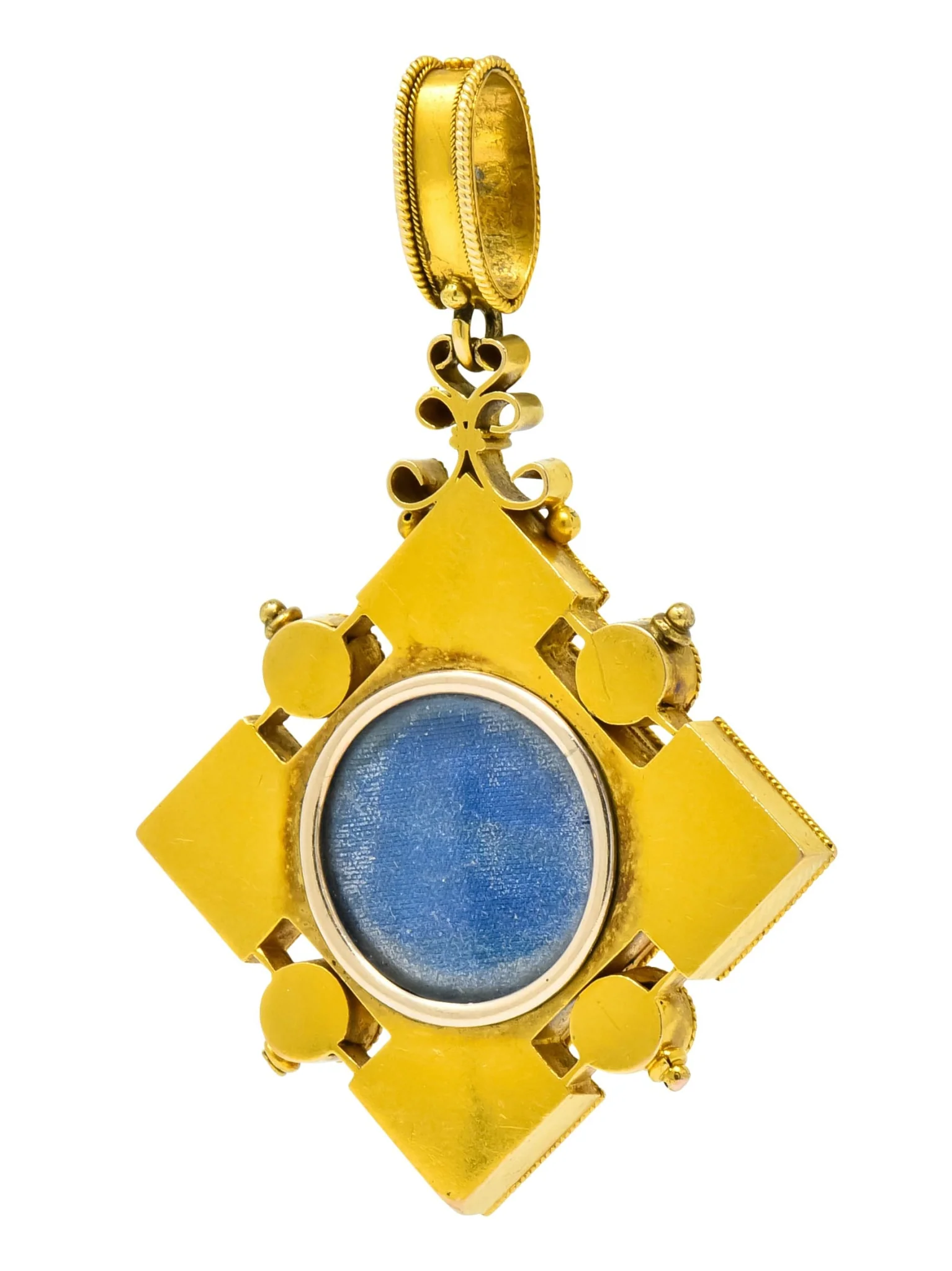 Victorian Etruscan Revival Natural Pearl 18 Karat Gold Pendant - Image 2