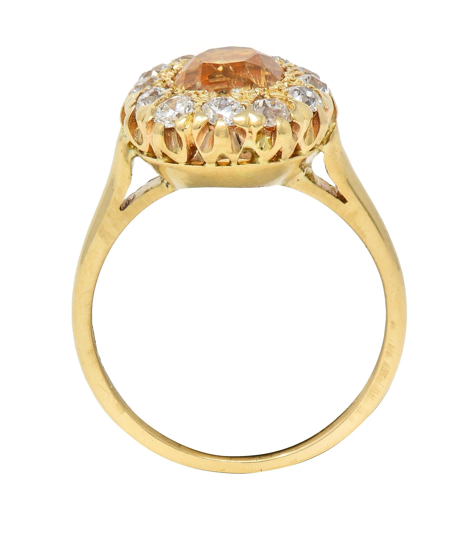 Victorian Fulmer & Co. 3.21 CTW Yellow Sapphire Diamond 14 Karat Gold Antique Halo Ring - Image 10