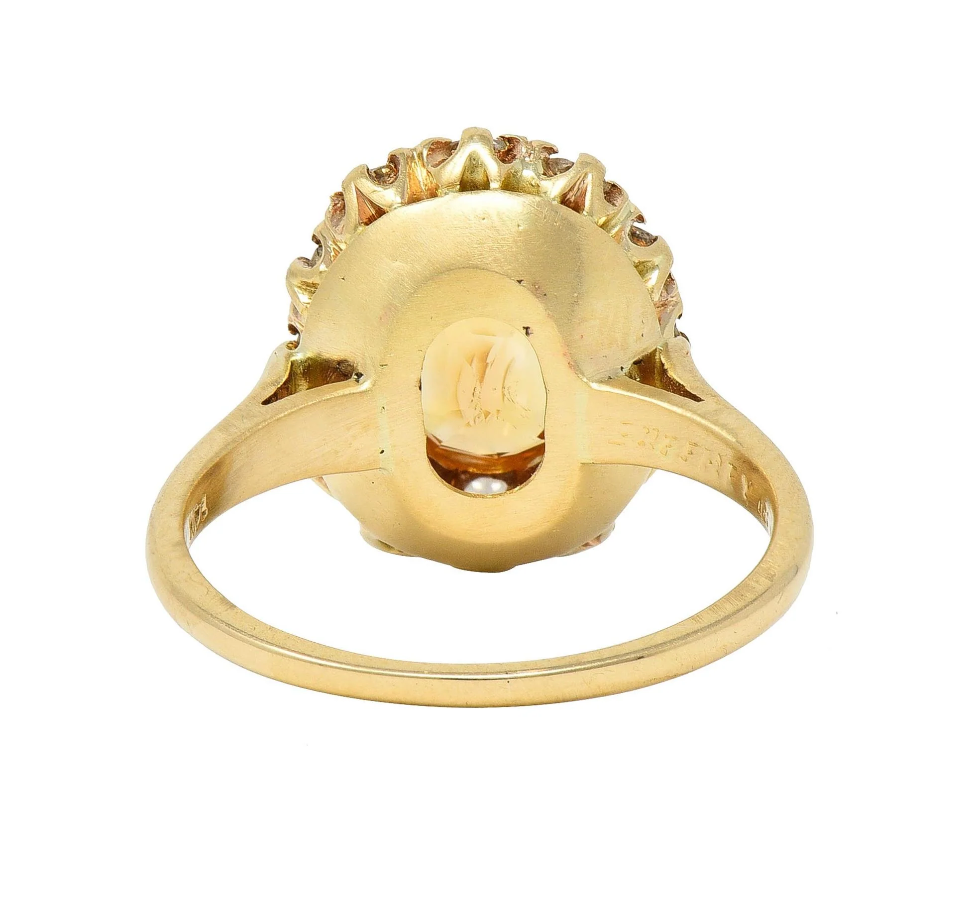 Victorian Fulmer & Co. 3.21 CTW Yellow Sapphire Diamond 14 Karat Gold Antique Halo Ring - Image 4