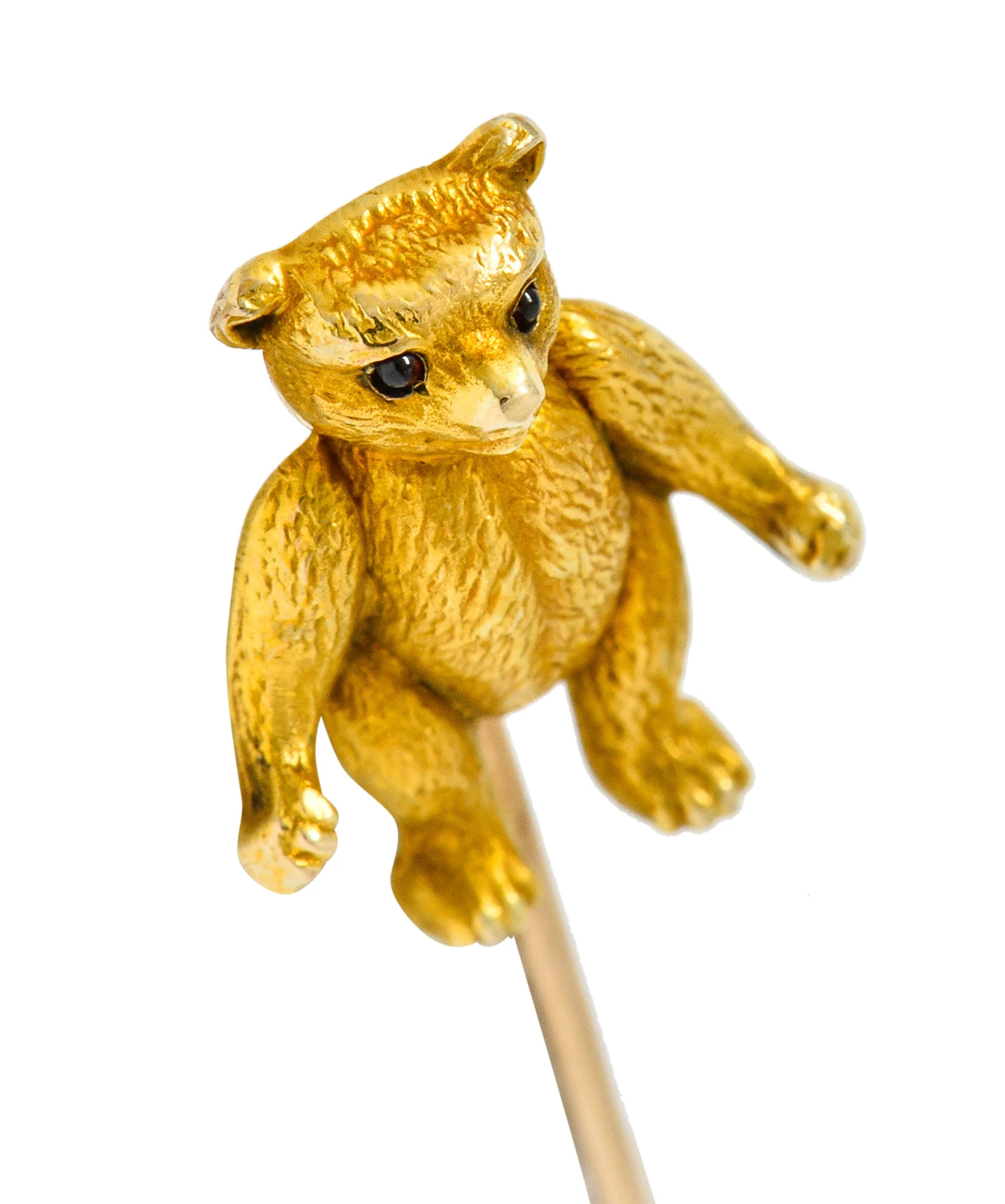 Victorian Garnet 14 Karat Gold Teddy Bear Stickpin - Image 8