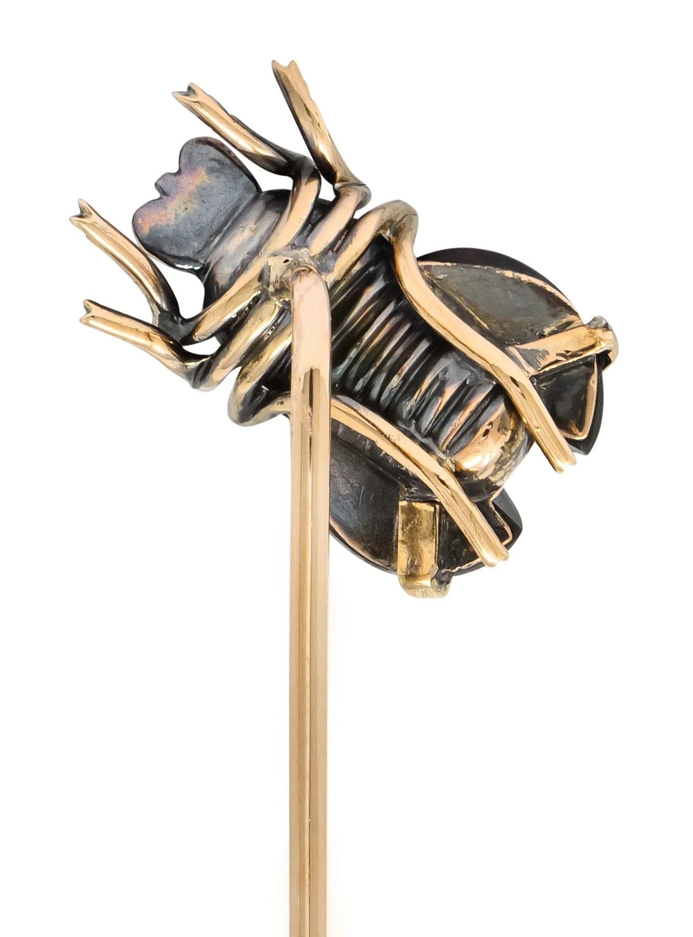 Victorian Garnet Diamond Ruby Silver-Topped 18 Karat Gold Fly Insect Stickpin - Image 4