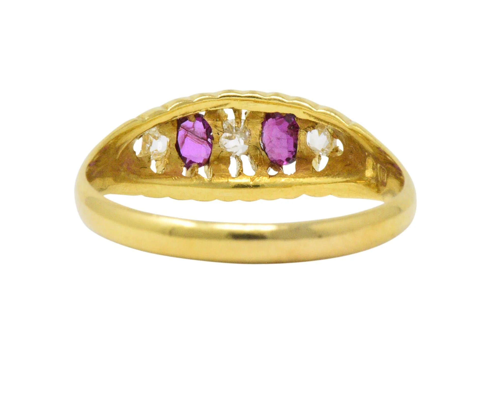 Victorian H.W.L. 0.40 CTW Diamond Ruby 18 Karat Gold Ring - Image 5