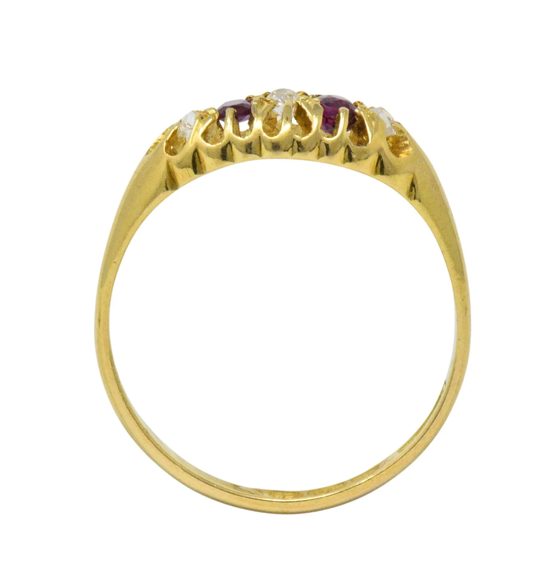 Victorian H.W.L. 0.40 CTW Diamond Ruby 18 Karat Gold Ring - Image 6