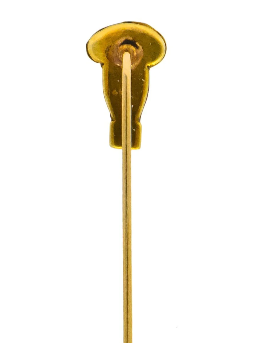 Victorian Hardstone Pearl Ottoman Sultan 14 Karat Gold Stickpin - Image 4