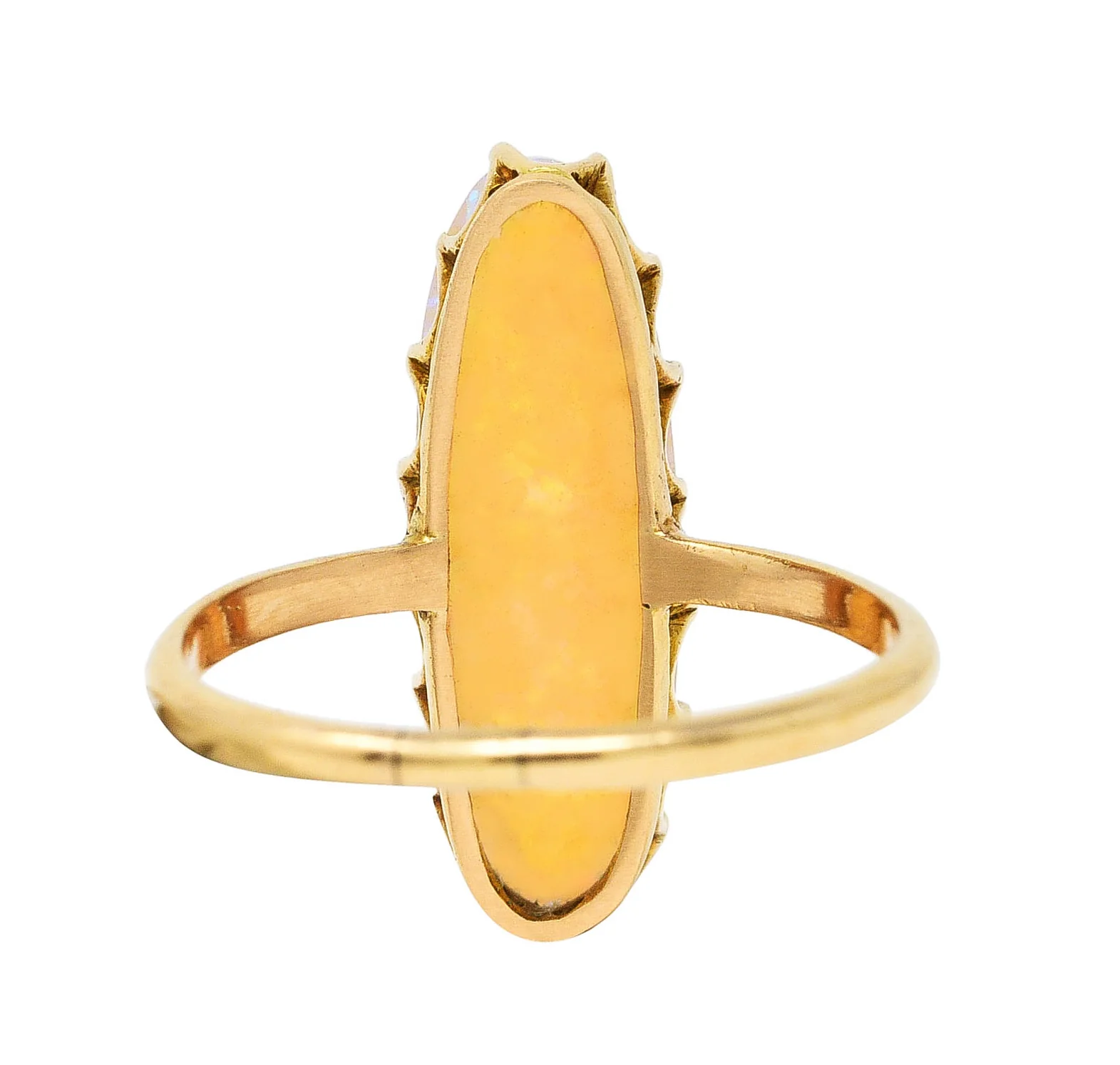 Victorian Jelly Opal 14 Karat Yellow Gold Elongated Antique Gemstone Ring - Image 4