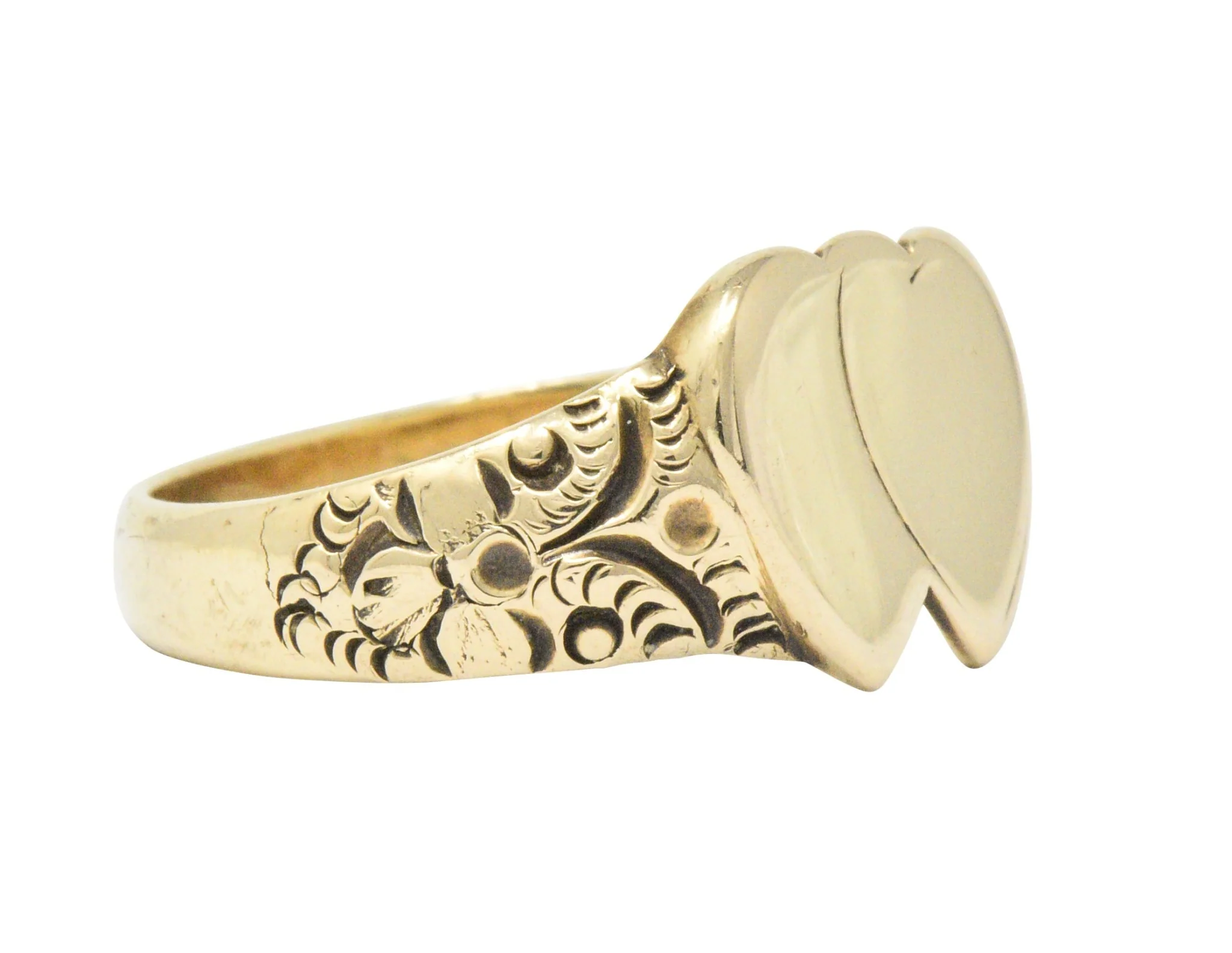 Victorian L. Tassara 14 Karat Gold Unisex Double Heart Band Ring - Image 4