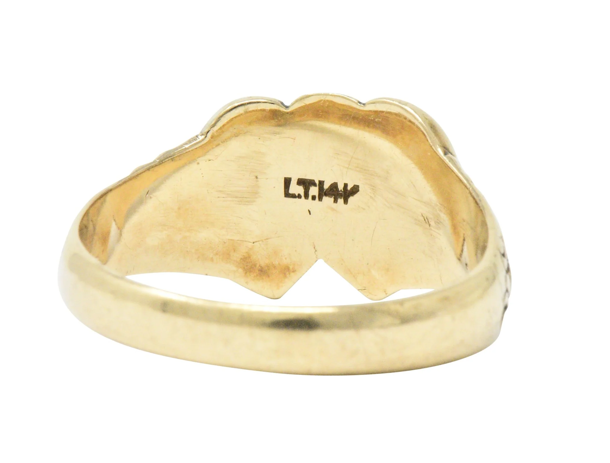 Victorian L. Tassara 14 Karat Gold Unisex Double Heart Band Ring - Image 6