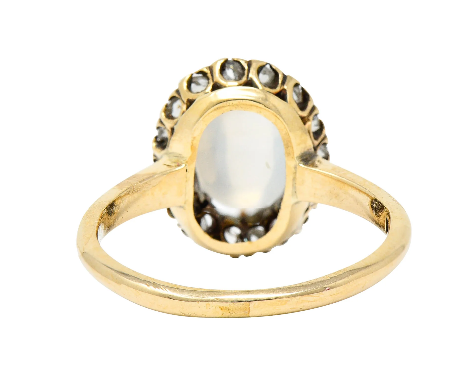Victorian Moonstone Cabochon Diamond 14 Karat Gold Cluster Ring - Image 4