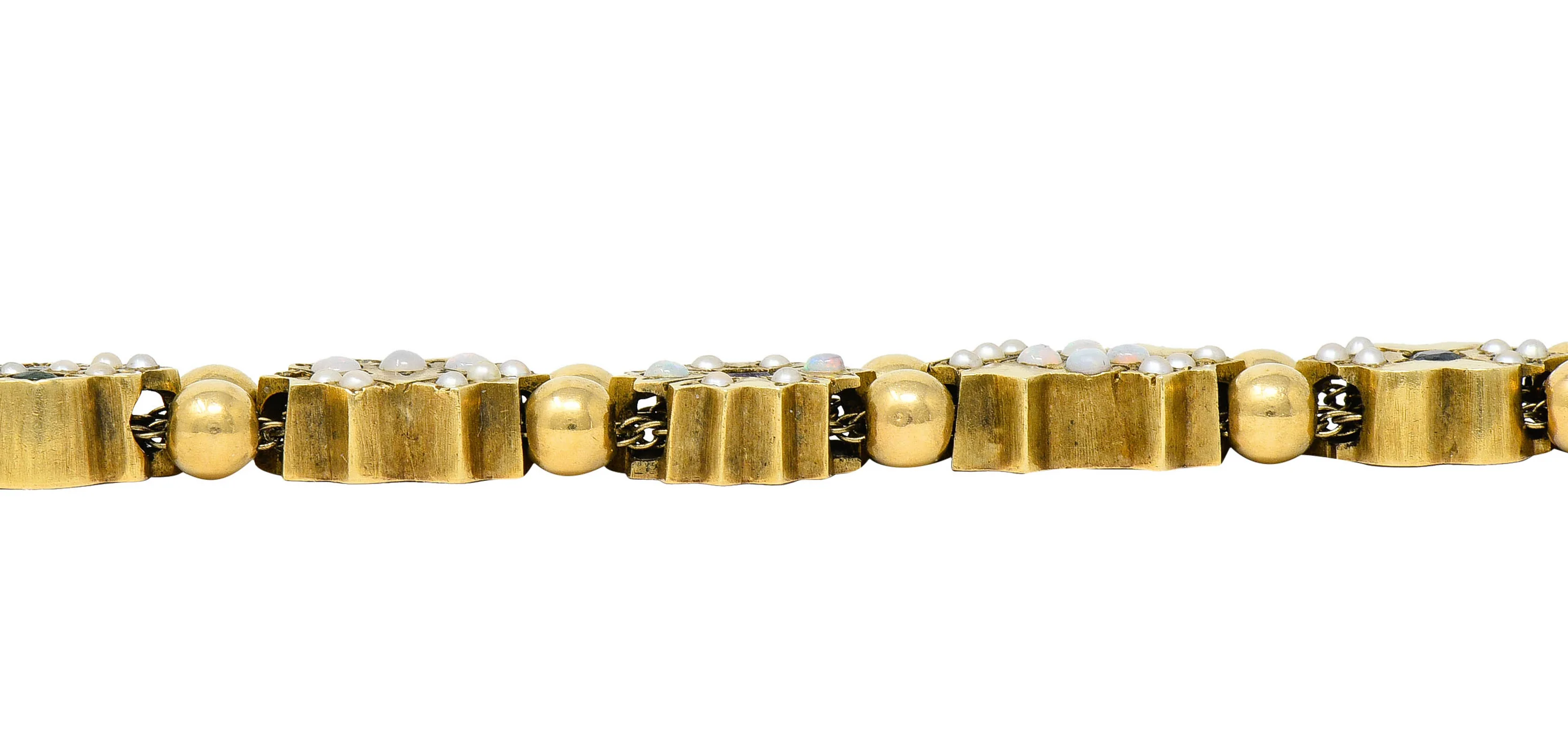 Victorian Multi-Gem 14 Karat Gold Slide Link Bracelet - Image 11