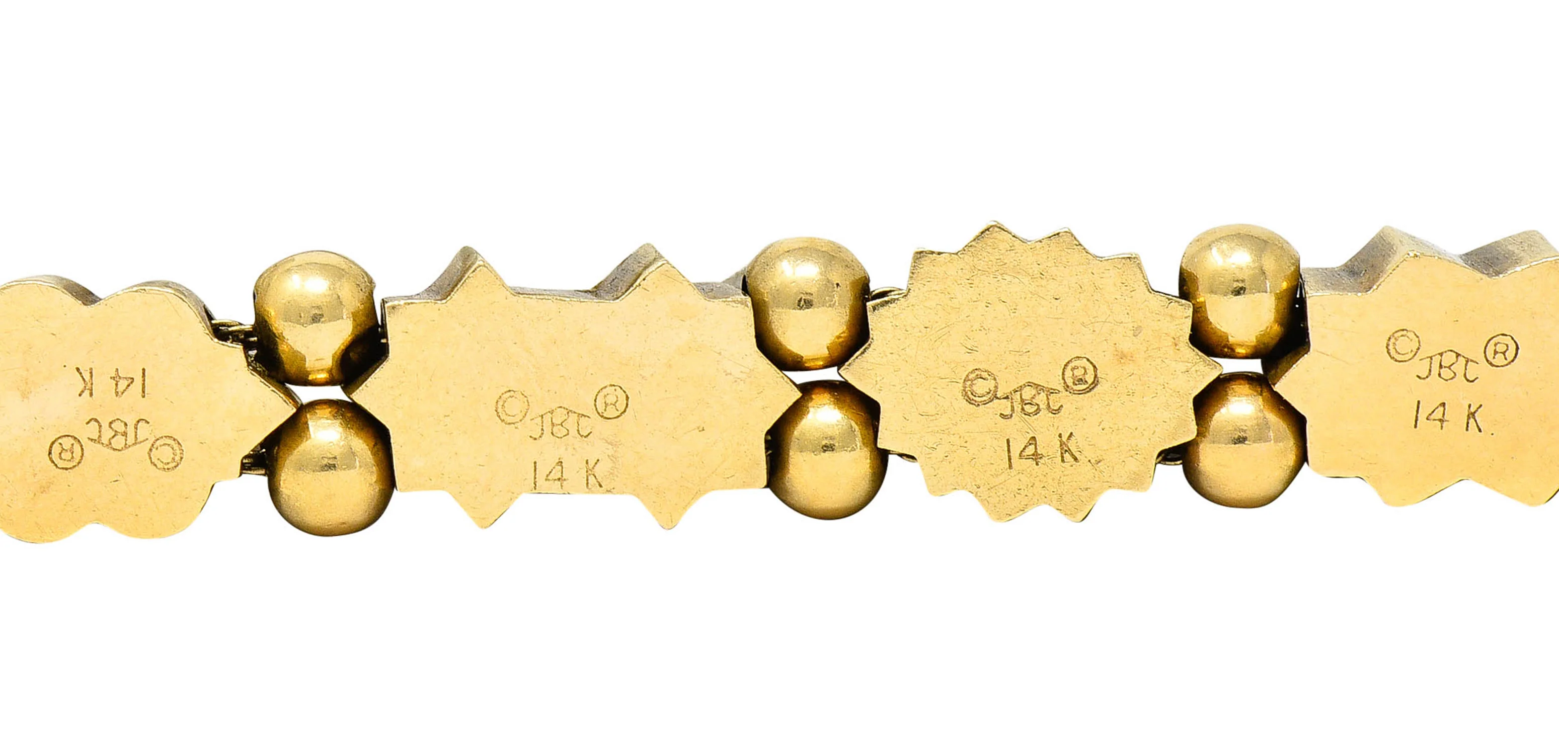 Victorian Multi-Gem 14 Karat Gold Slide Link Bracelet - Image 12