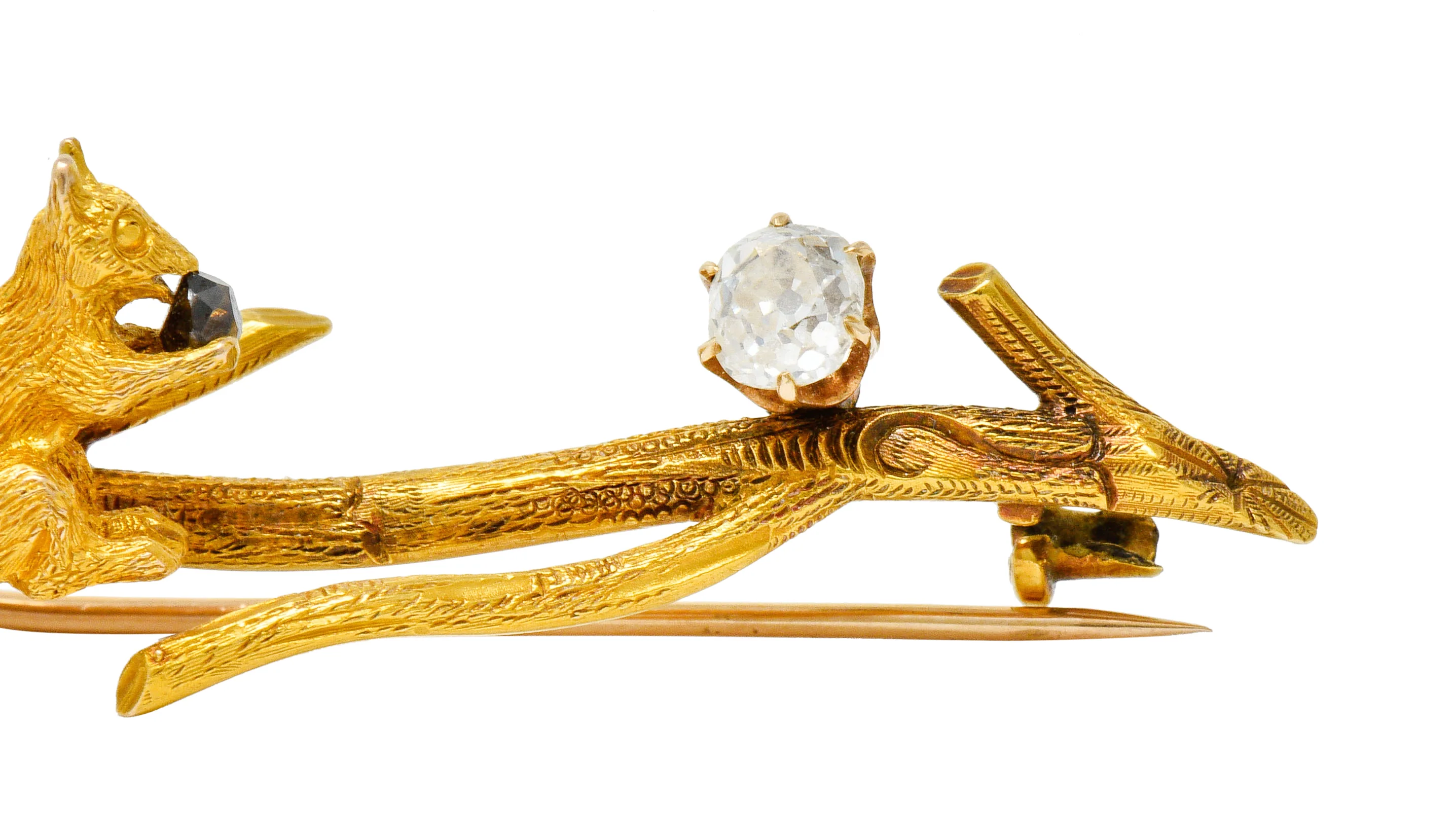 Victorian Old Mine Diamond 18 Karat Gold Squirrel Brooch - Image 10