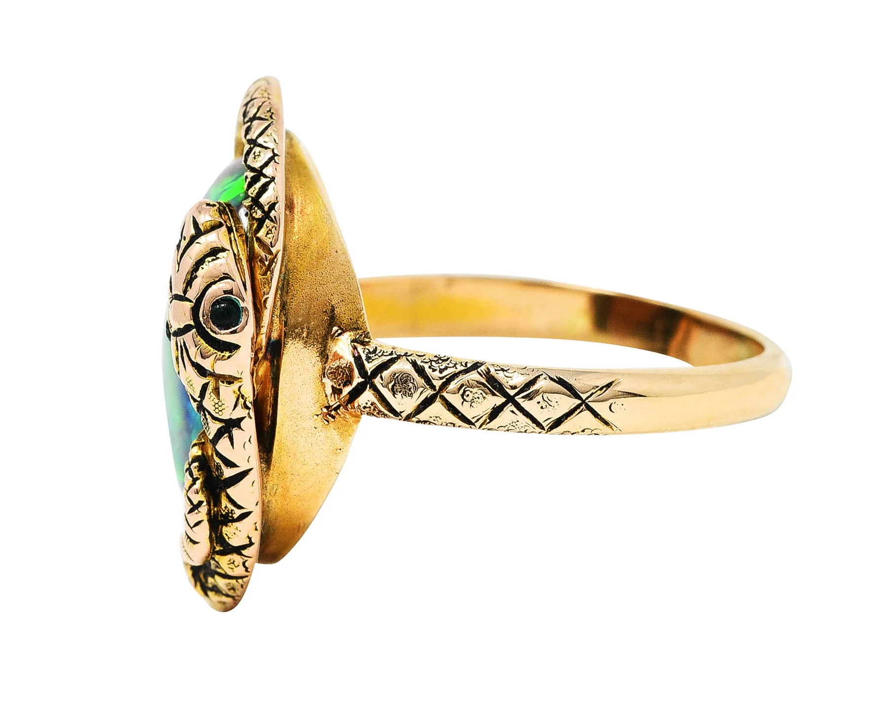 Victorian Opal 14 Karat Gold Snake Ring - Image 5