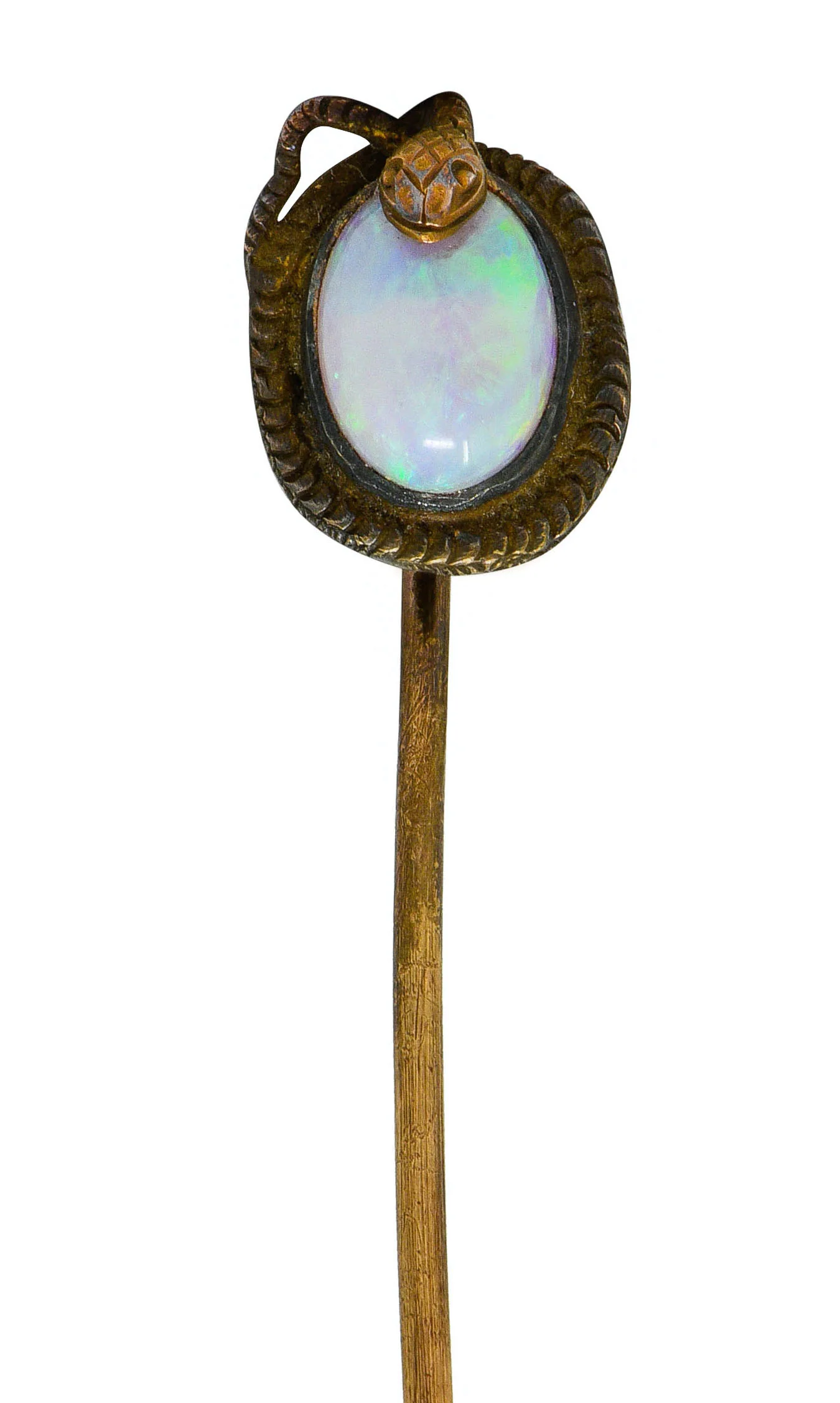 Victorian Opal 14 Karat Gold Snake Stickpin Circa 1900 - Image 3