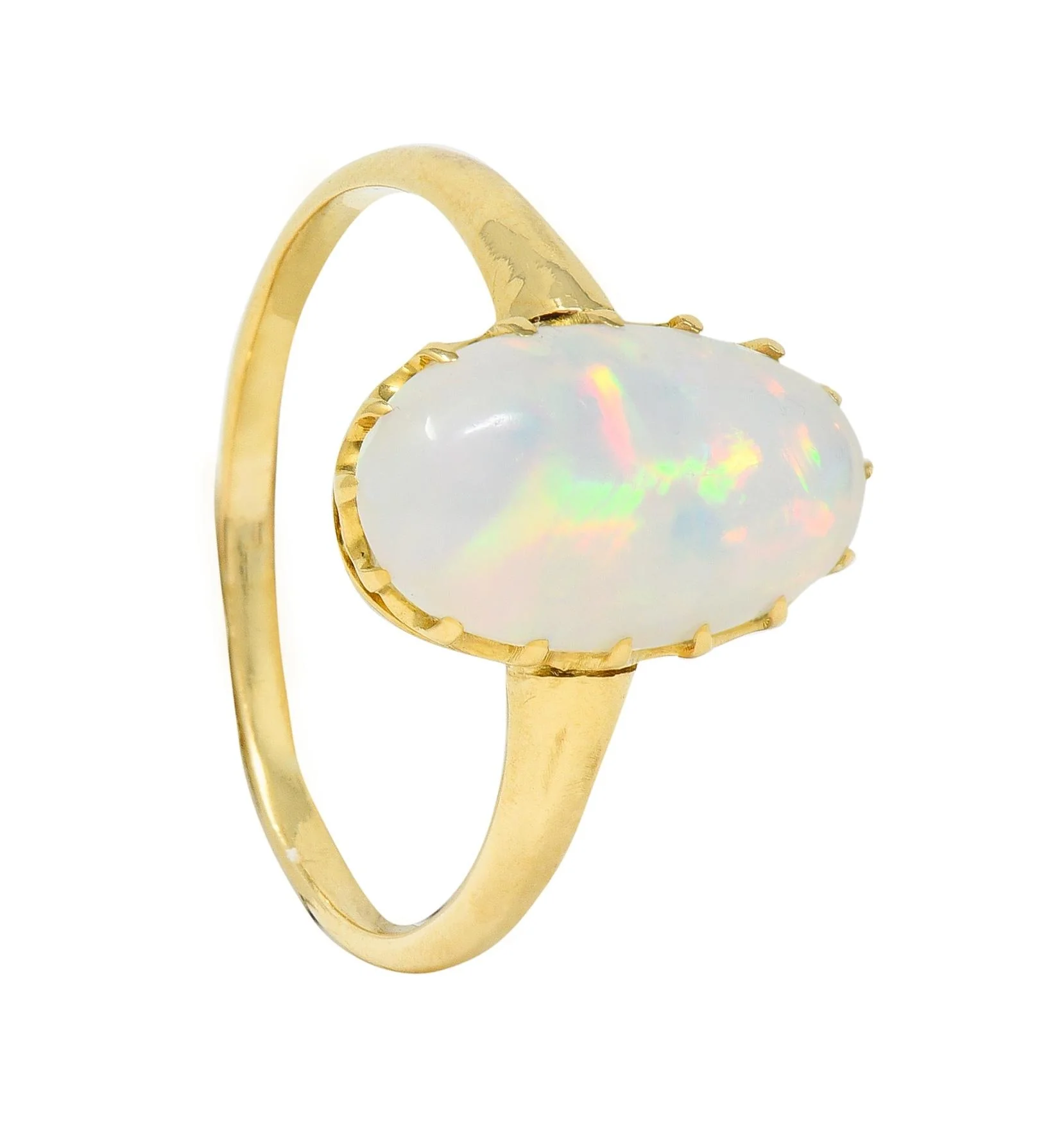 Victorian Opal Cabochon 18 Karat Yellow Gold Antique Solitaire Ring - Image 2