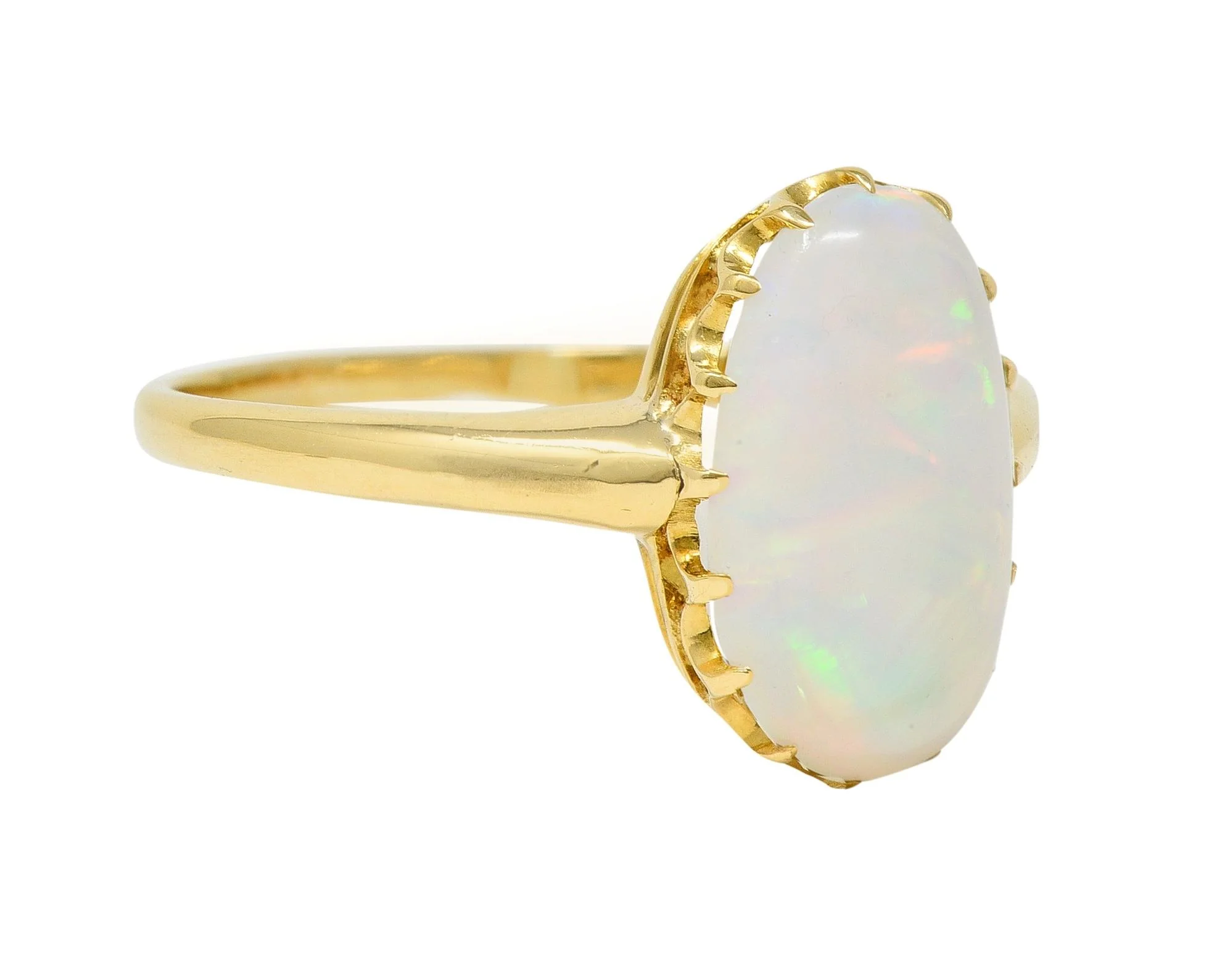 Victorian Opal Cabochon 18 Karat Yellow Gold Antique Solitaire Ring - Image 3