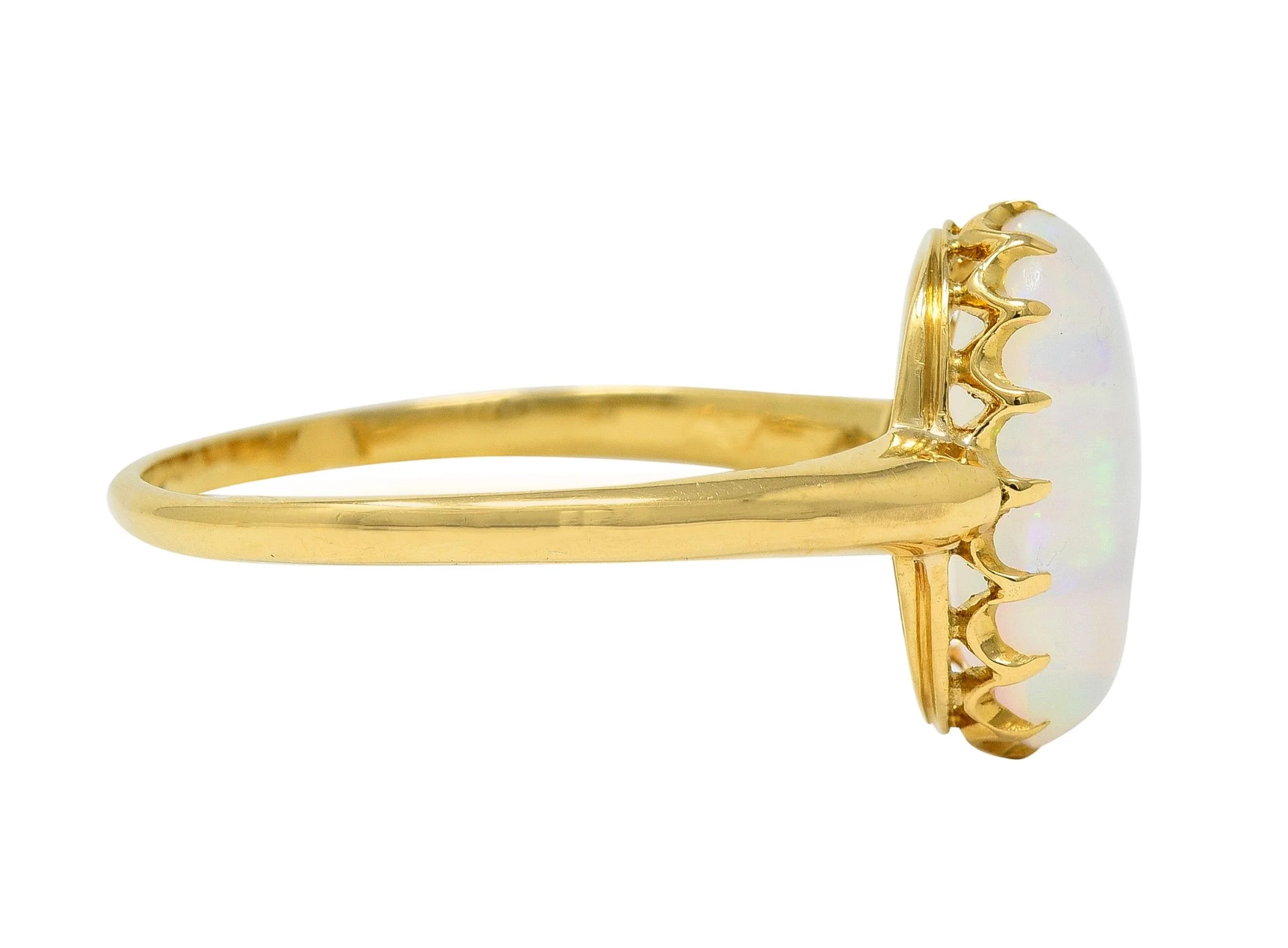Victorian Opal Cabochon 18 Karat Yellow Gold Antique Solitaire Ring - Image 5