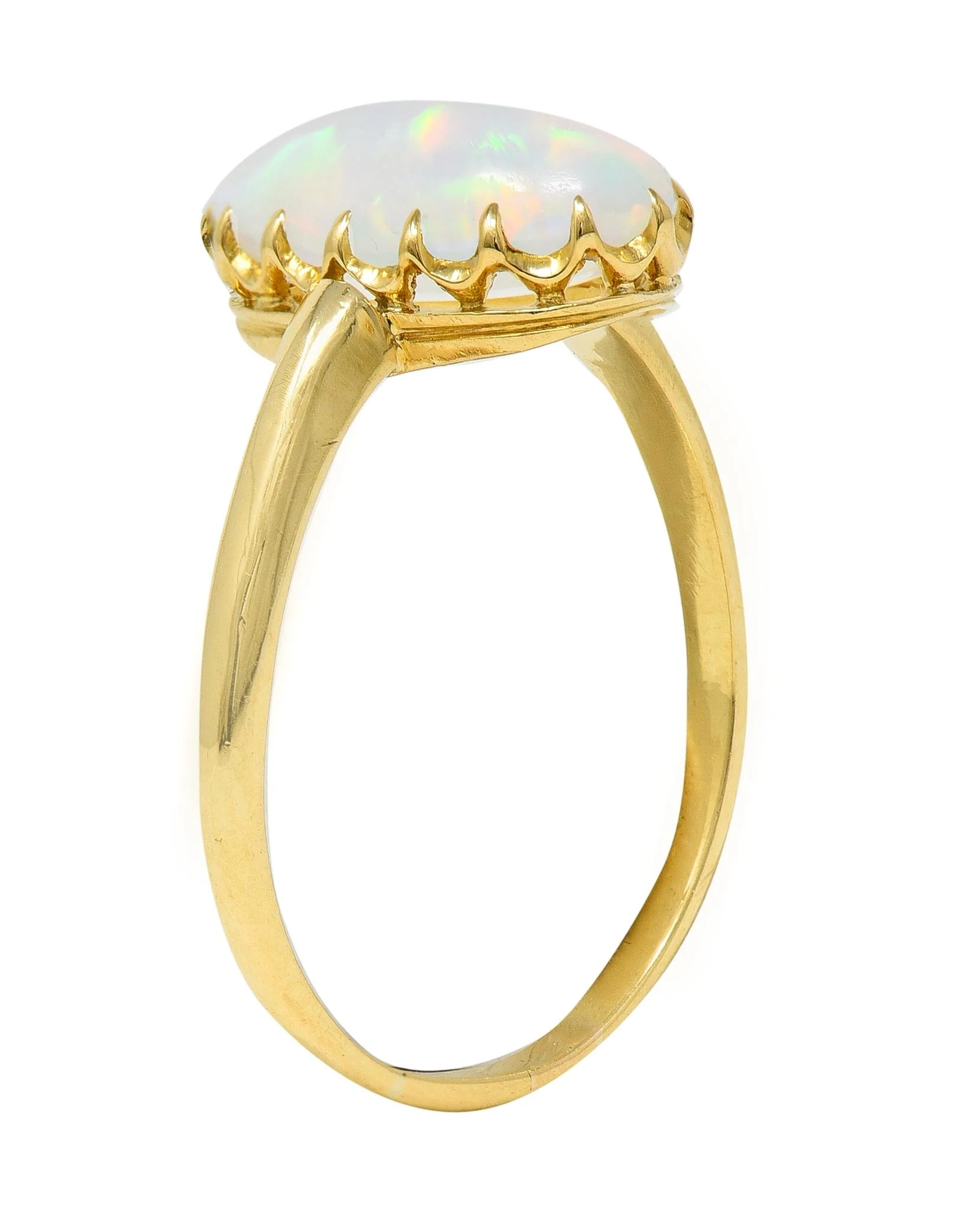 Victorian Opal Cabochon 18 Karat Yellow Gold Antique Solitaire Ring - Image 9