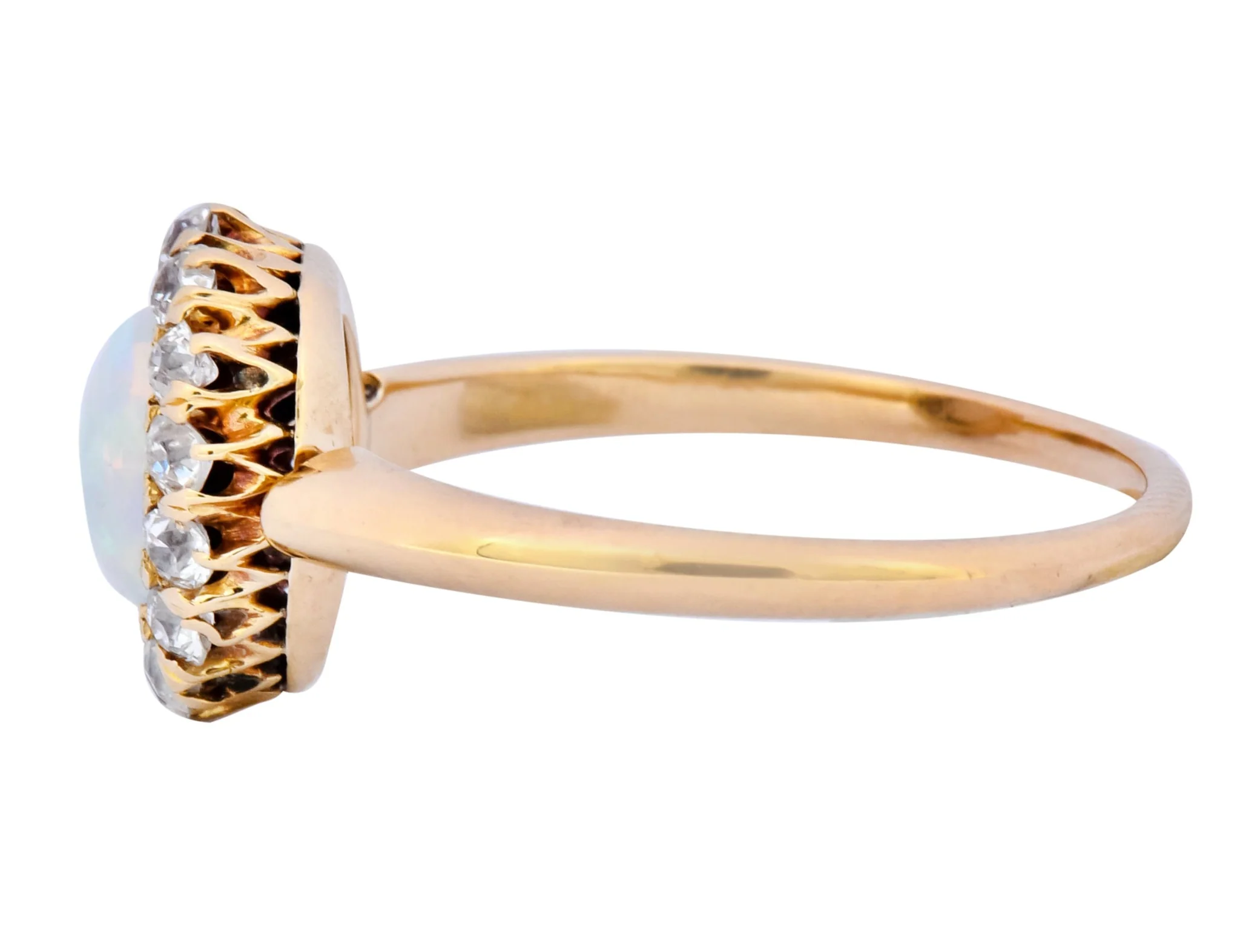Victorian Opal Diamond 18 Karat Rose Gold Cluster Ring Circa 1900 - Image 12