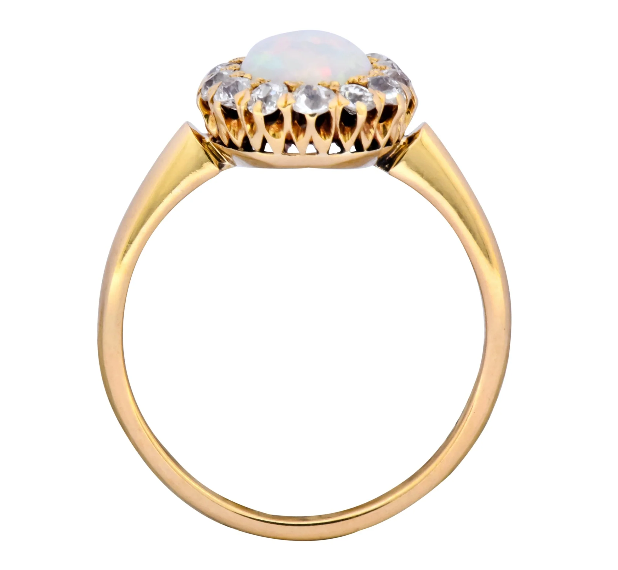 Victorian Opal Diamond 18 Karat Rose Gold Cluster Ring Circa 1900 - Image 13