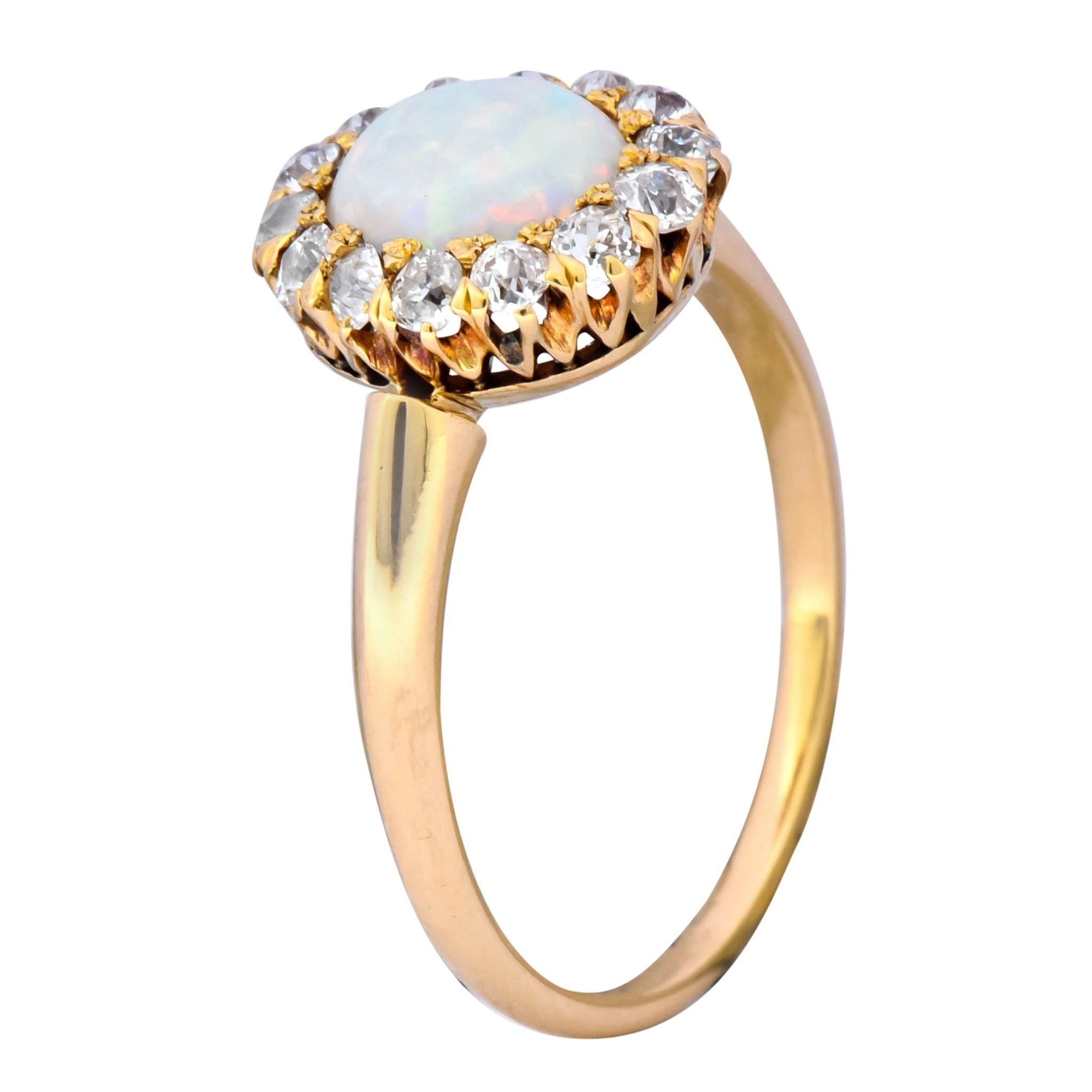 Victorian Opal Diamond 18 Karat Rose Gold Cluster Ring Circa 1900 - Image 8