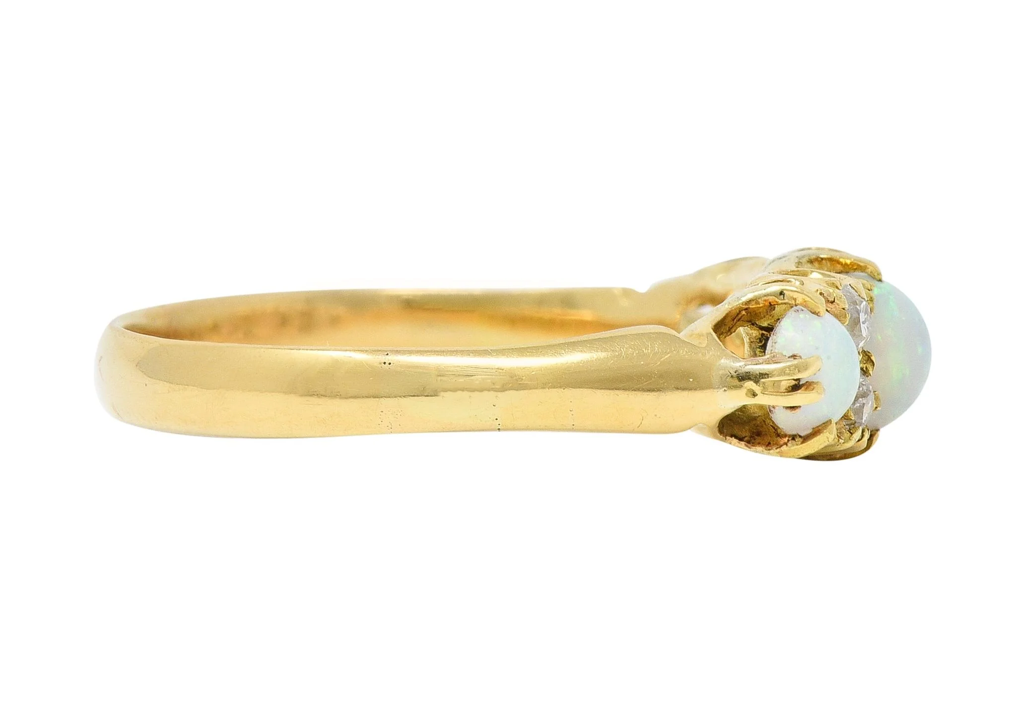 Victorian Opal Diamond 18 Karat Yellow Gold Antique Band Ring - Image 3