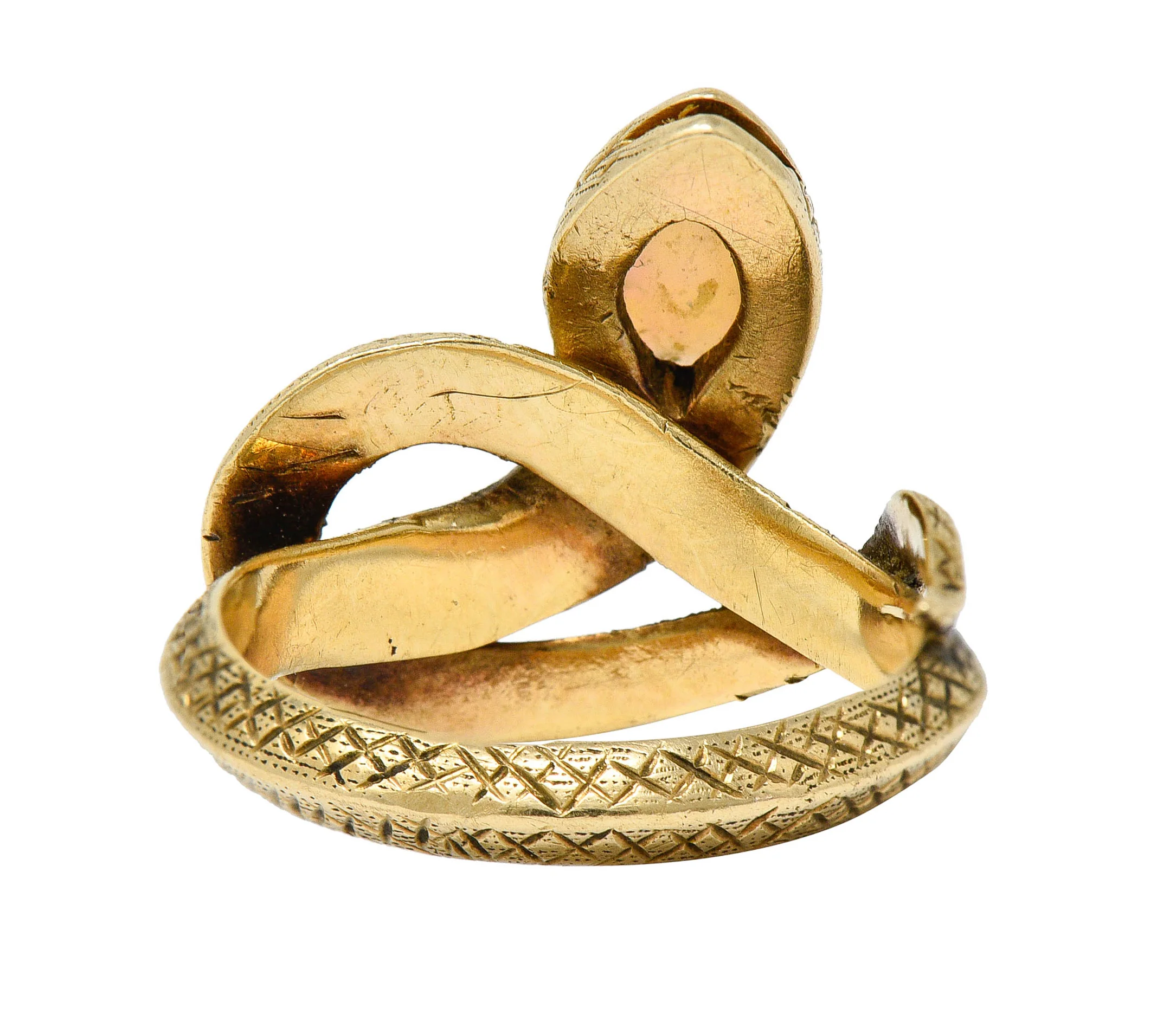 Victorian Opal Ruby 14 Karat Gold Snake Band Ring - Image 5